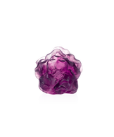 Fleur décorative Camélia violette en verre de la marque Daum, avec détails élégants et finition brillante.