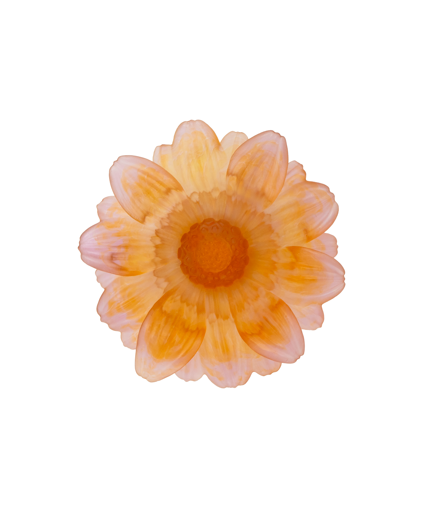 Petite or d'abeille Fleur de présentation en ambre-rose de la marque Daum Intérieur, avec détails finement sculptés et finition élégante.