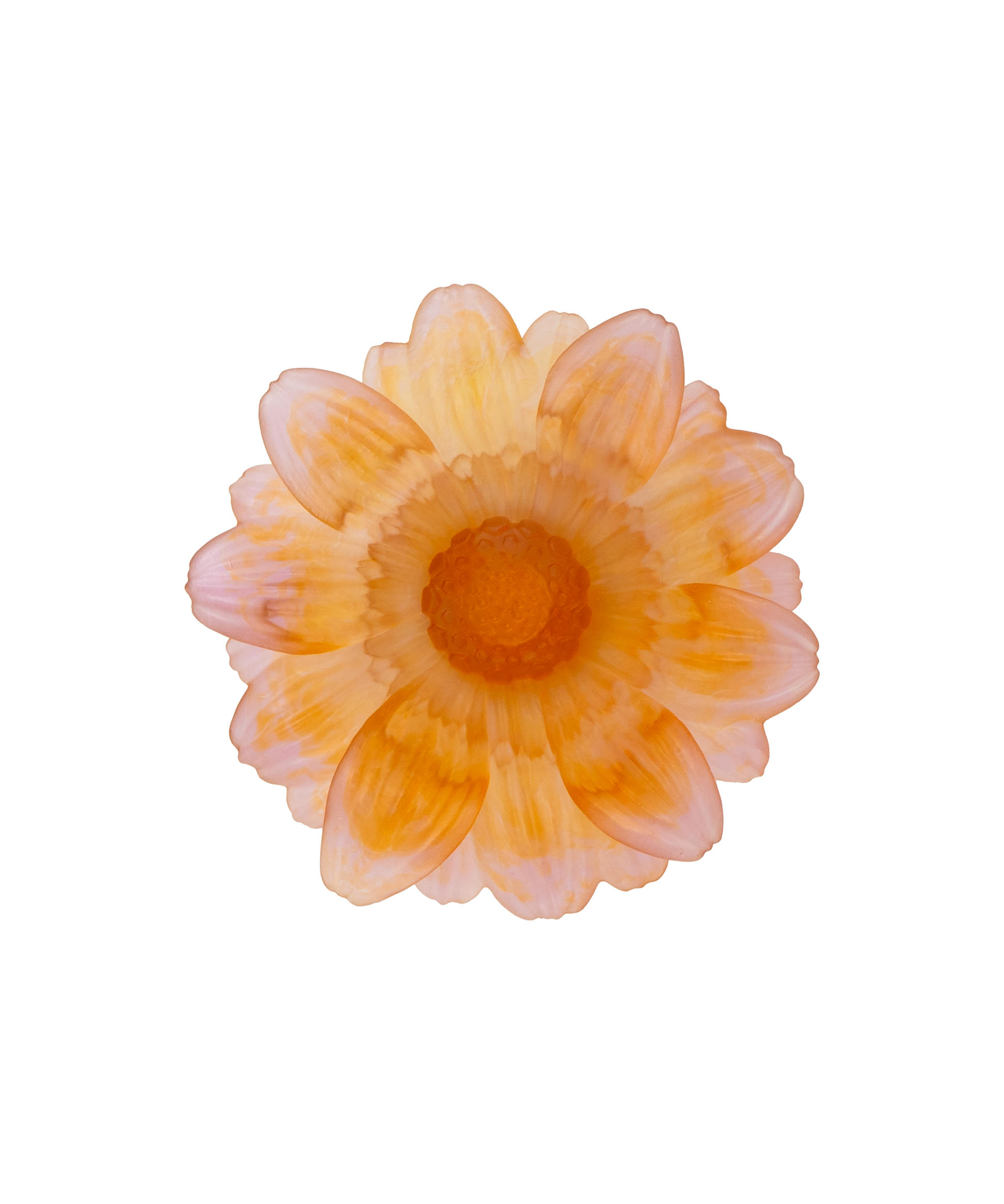 Petite or d'abeille Fleur de présentation en ambre-rose de la marque Daum Intérieur, avec détails finement sculptés et finition élégante.