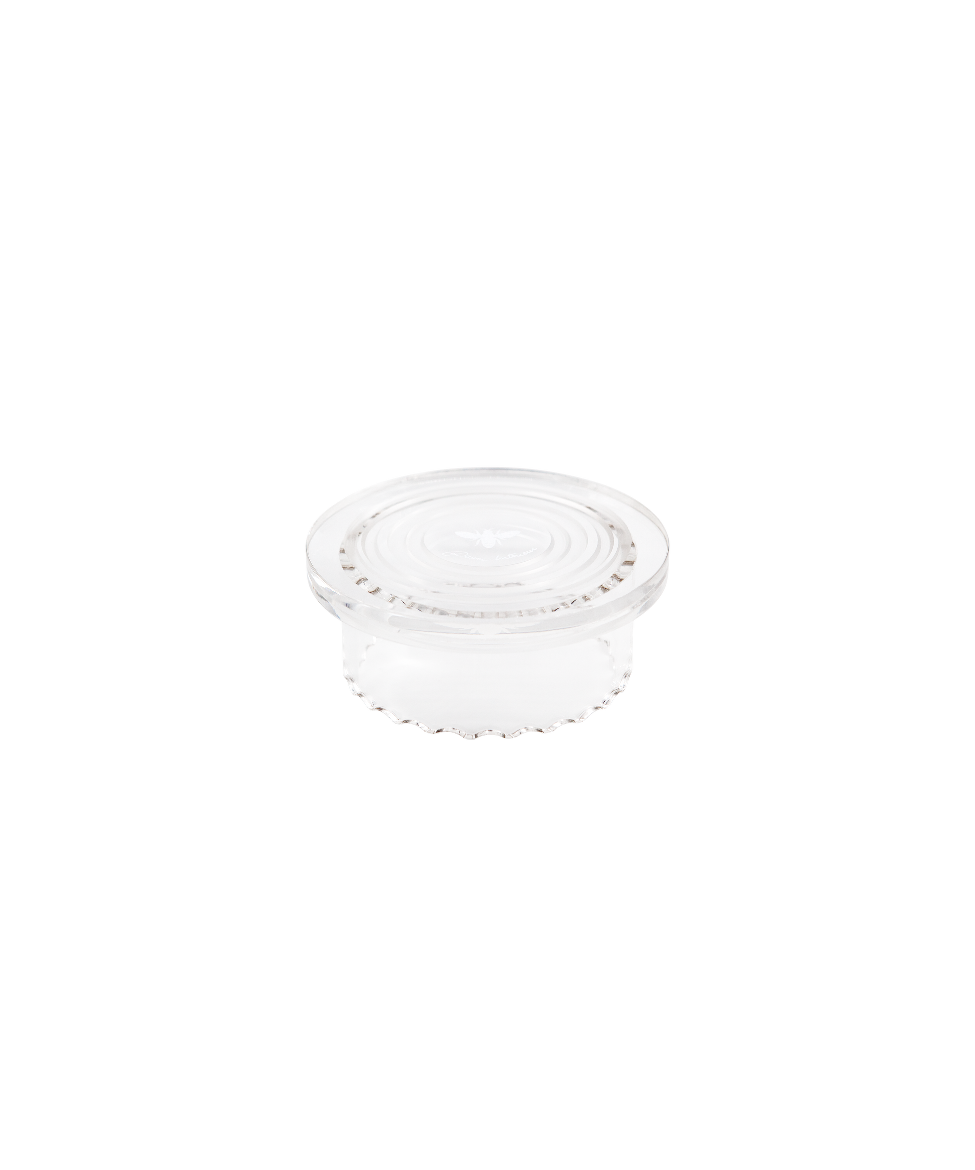 Or d'Abeille Fleur de présentation petit modèle ambre-rose de Daum Intérieur, sculpture en verre avec motif floral délicat.