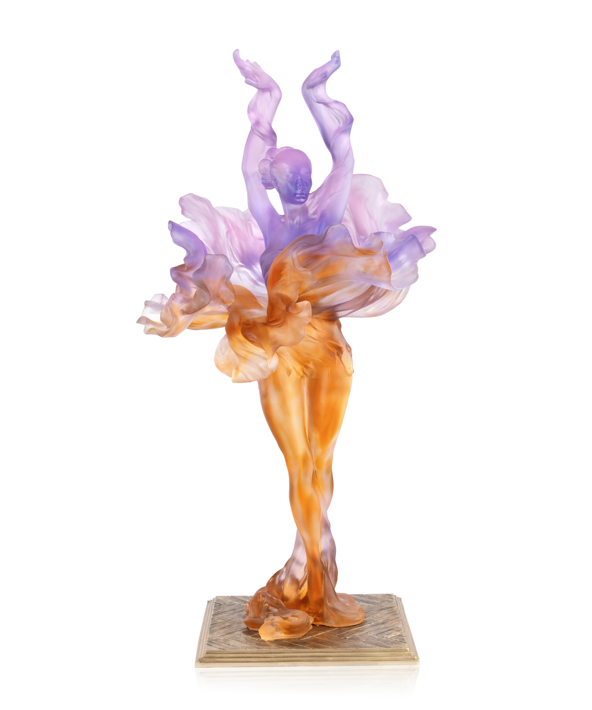 Ballerina de Luo Li Rong par Daum, sculpture en verre coloré représentant une ballerine en position de danse.