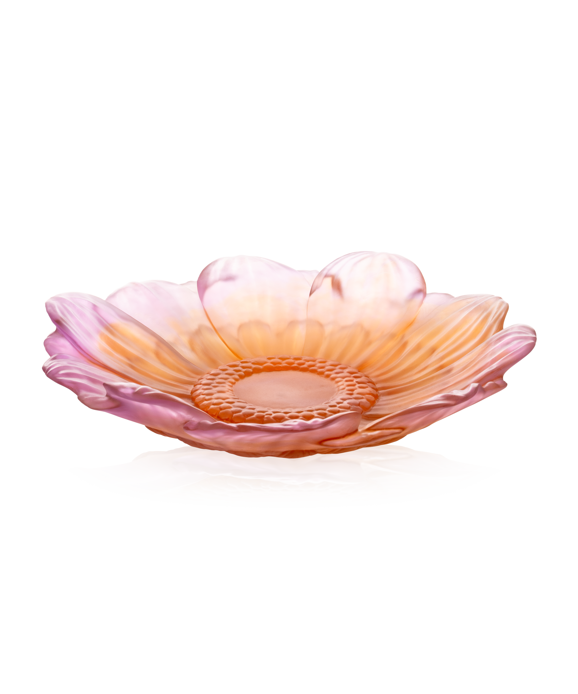 Or d'Abeille Fleur de présentation moyen modèle en ambre-rose, pièce décorative en verre de la marque Daum Intérieur