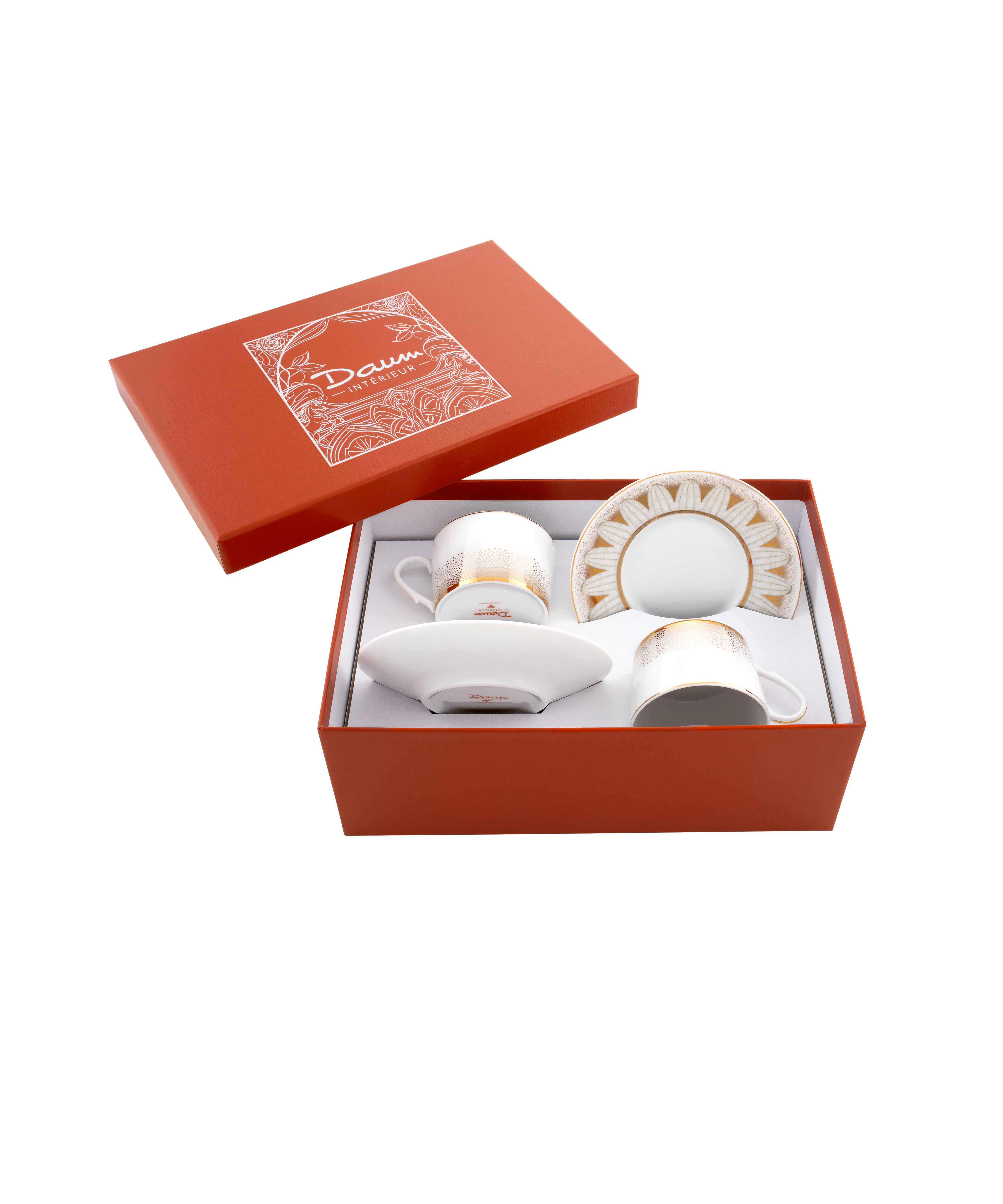 Or d'Abeille Coffret de 2 tasses à thé avec soucoupe porcelaine