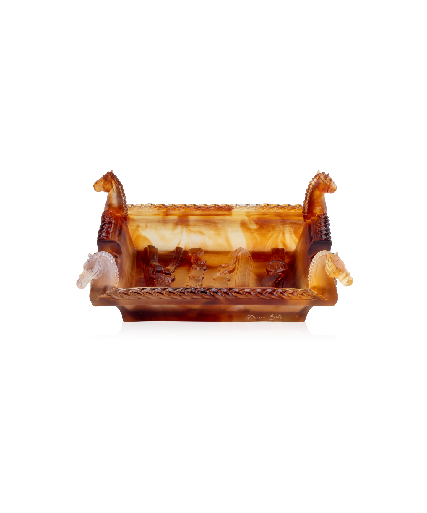 Cendrier Daum Rêve Equestre 250ex en verre soufflé avec motif artistique, visible en détail dans l'image.