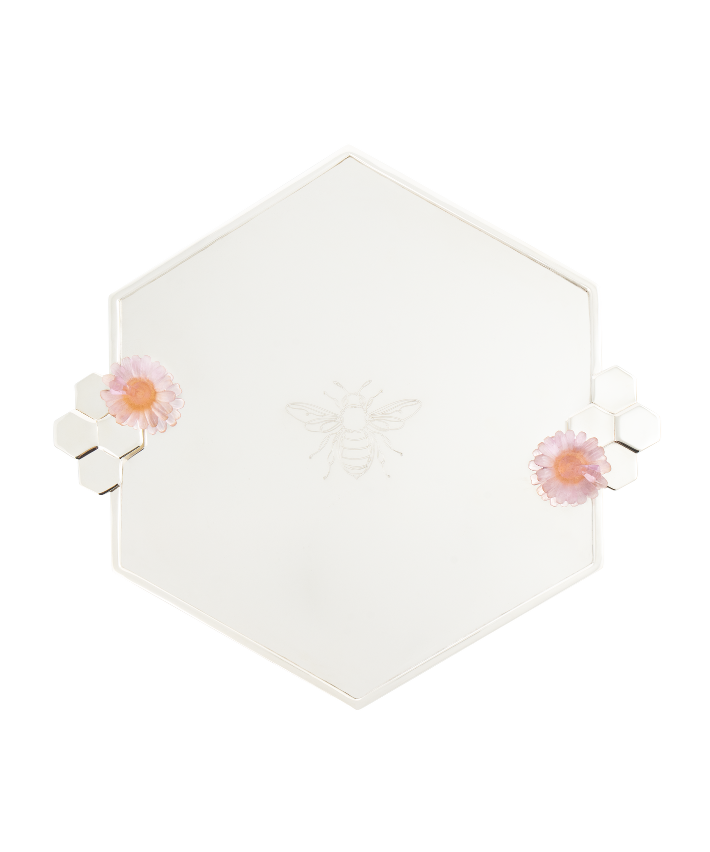Plateau grand modèle en or d'abeille de Daum Intérieur, finition élégante et détails raffinés, pour décoration ou présentation.