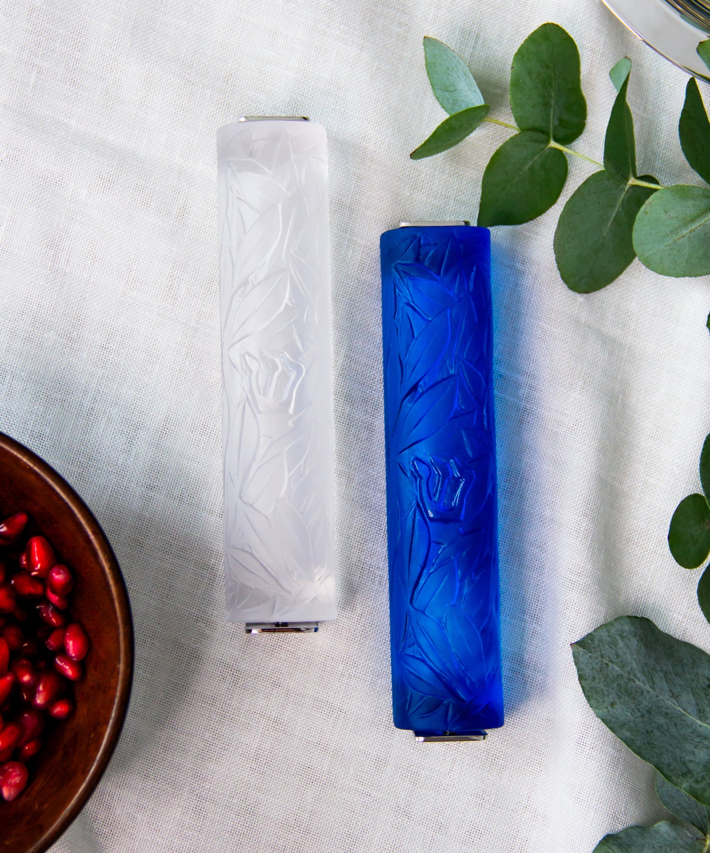Olive leaf Mezuzah White