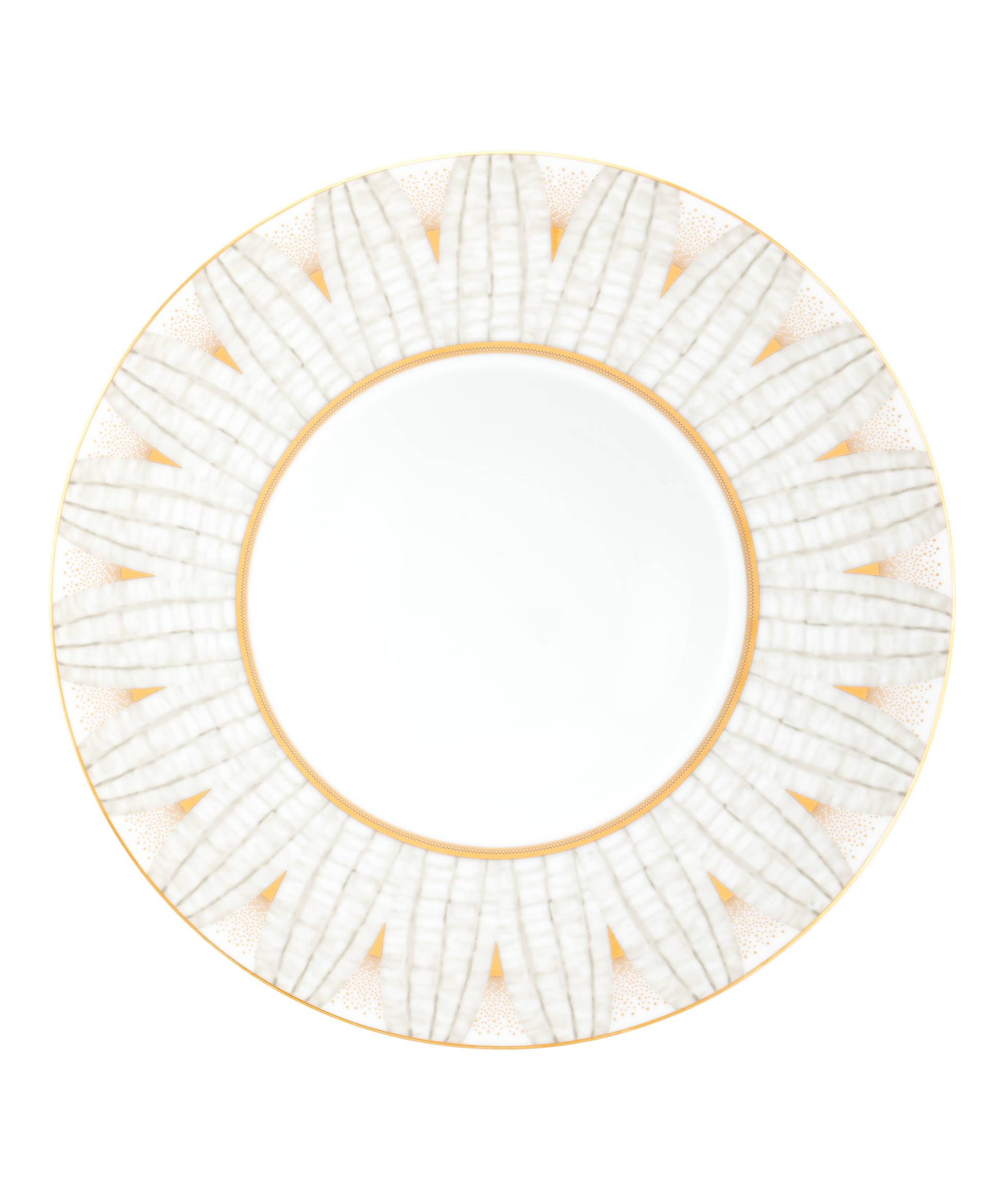 Assiette creuse à ailes de la collection Or d'Abeille, coffret de 2 assiettes en porcelaine Daum Intérieur, design élégant.