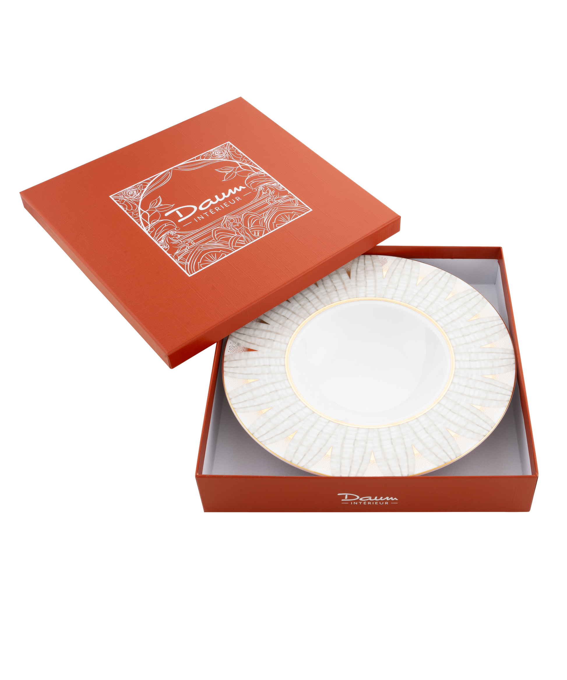 Assiette creuse à ailes Daum Intérieur, coffret de 2 assiettes en porcelaine avec motif d'abeille, décoration élégante, vue de dessus