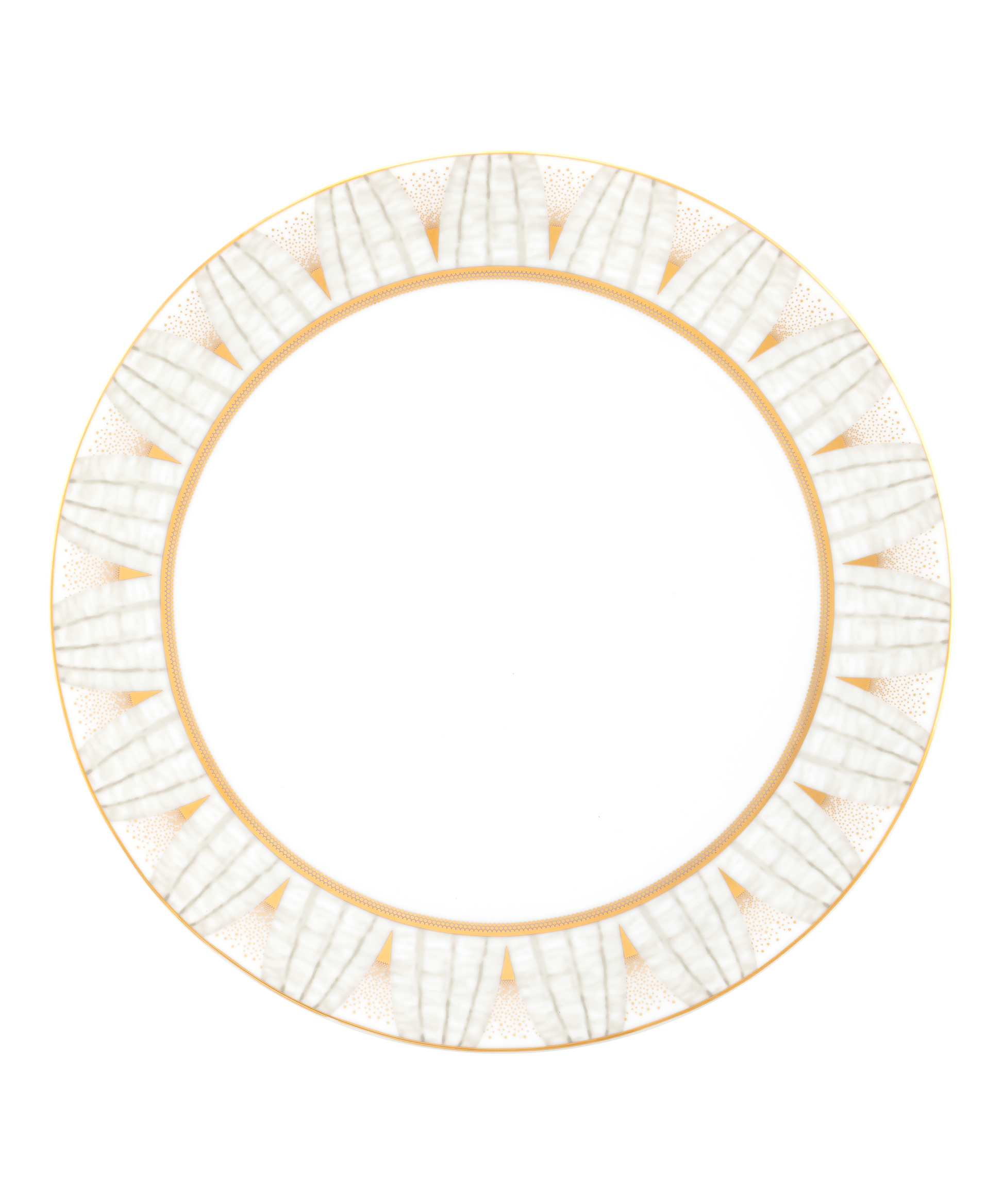 Deux assiettes de gastronomie Or d'Abeille de Daum Intérieur, design élégant avec motif doré et finition raffinée.