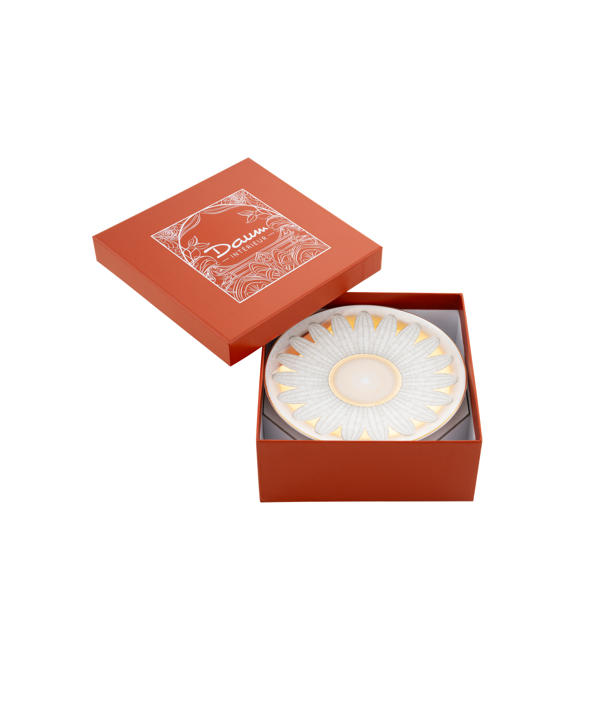 Assiette à pain en or d'abeille par Daum Intérieur, coffret de 2 assiettes en verre décoratif élégant.