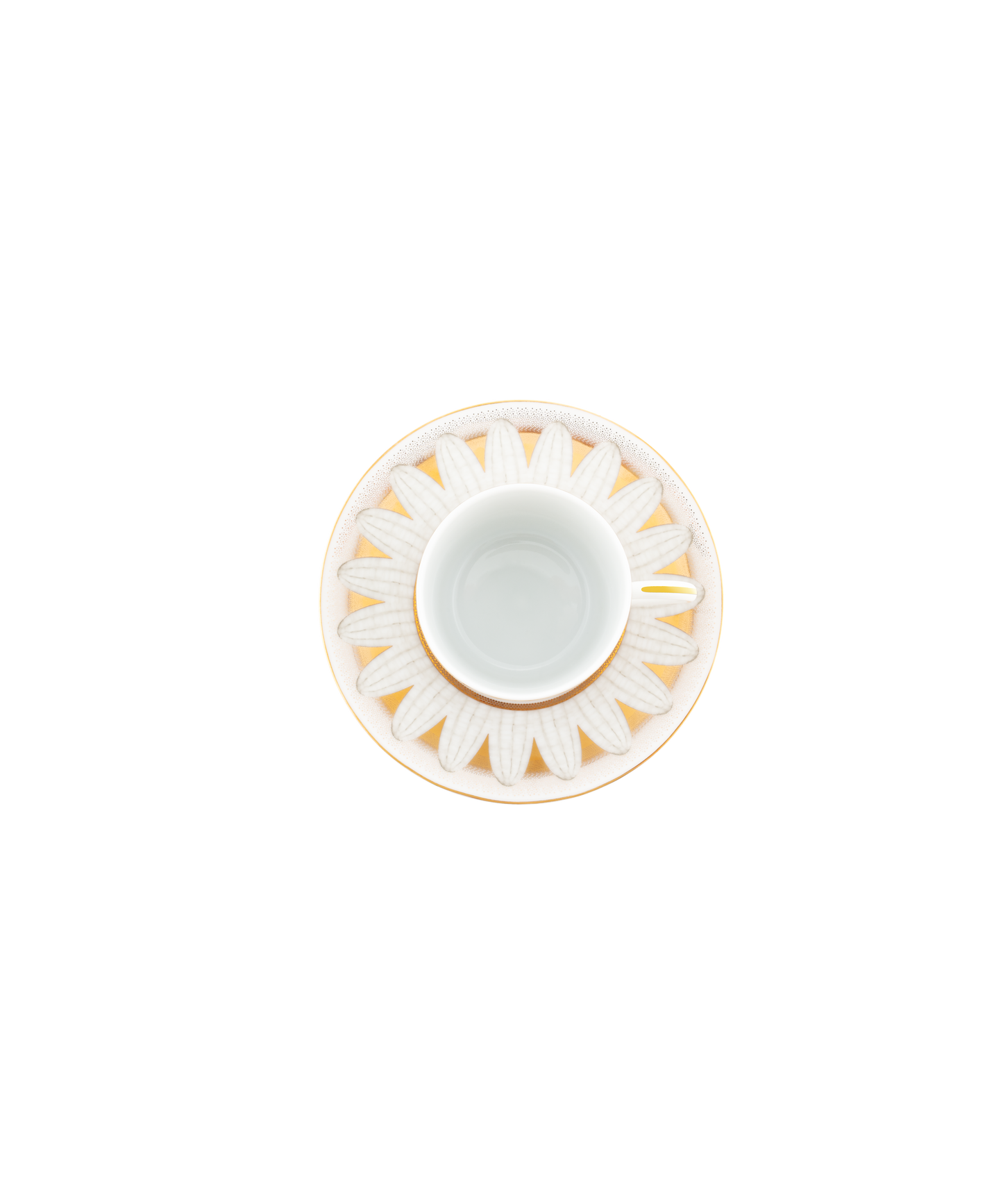 Deux tasses à café en porcelaine avec soucoupes dans un coffret Or d'Abeille, par Daum Intérieur.