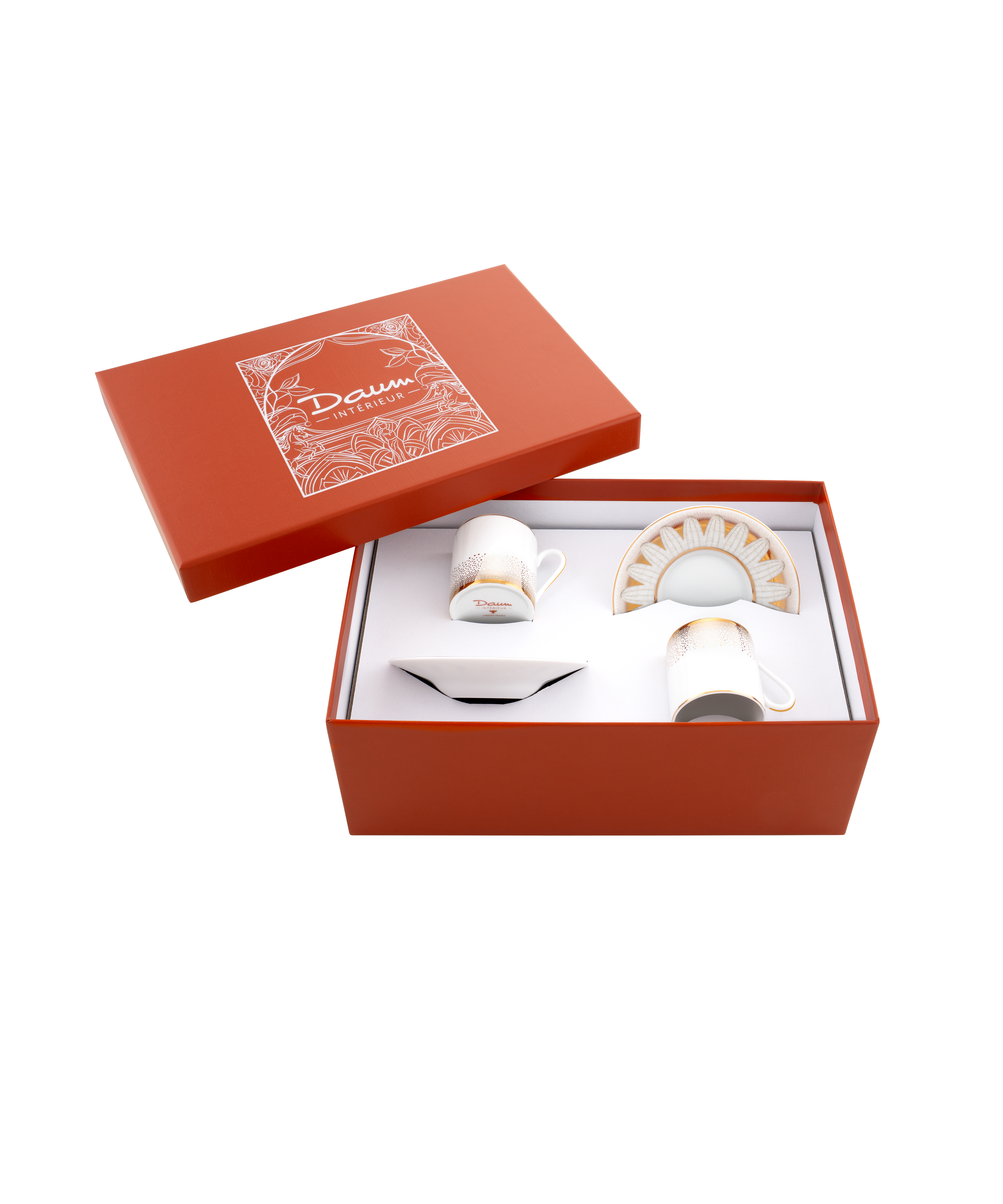 Or d'Abeille Coffret de 2 tasses à café avec soucoupe porcelaine