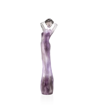 Vase en verre gris et violet Daum Adèle, design élégant de Jean-Philippe Richard, 375 ex.