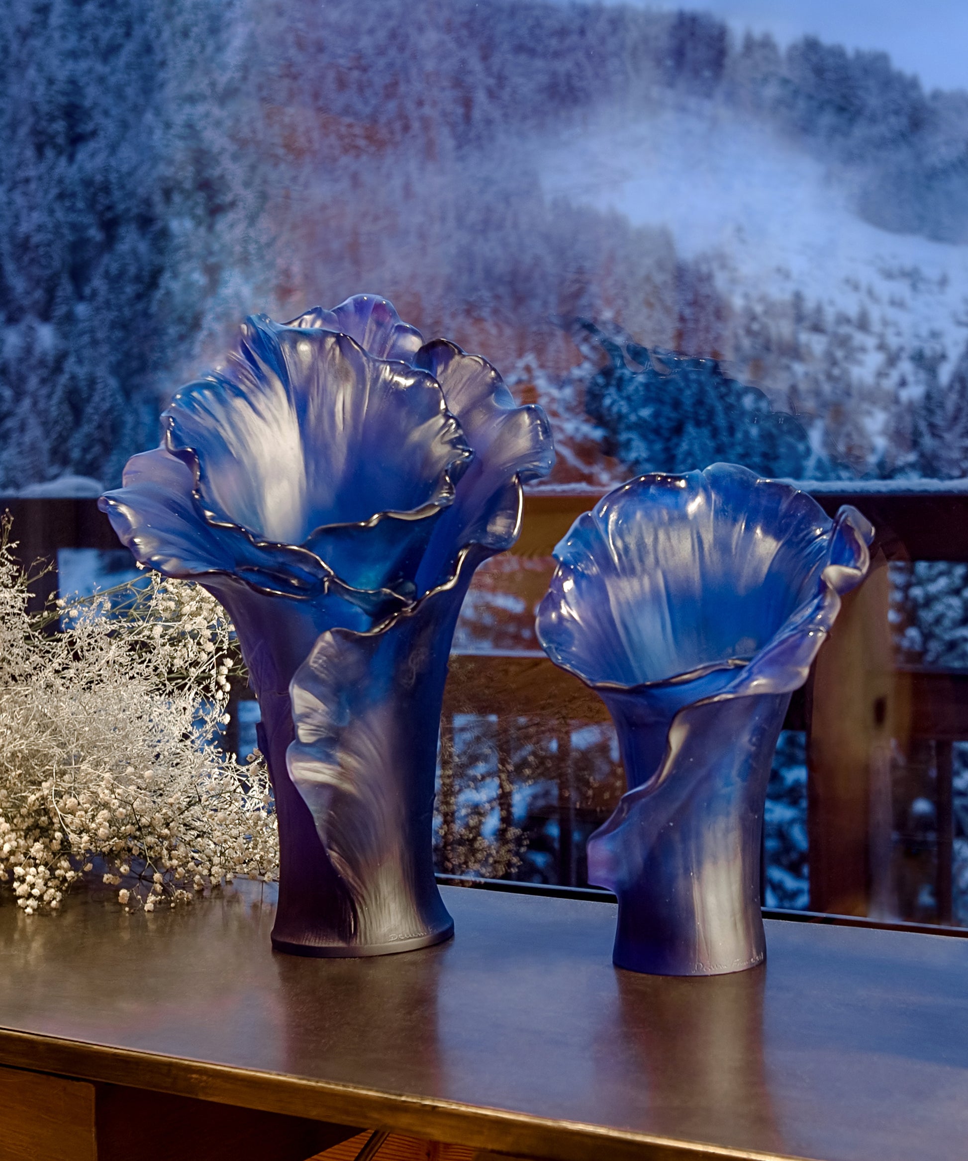Arum Vase grand modèle Bleu nuit - Daum