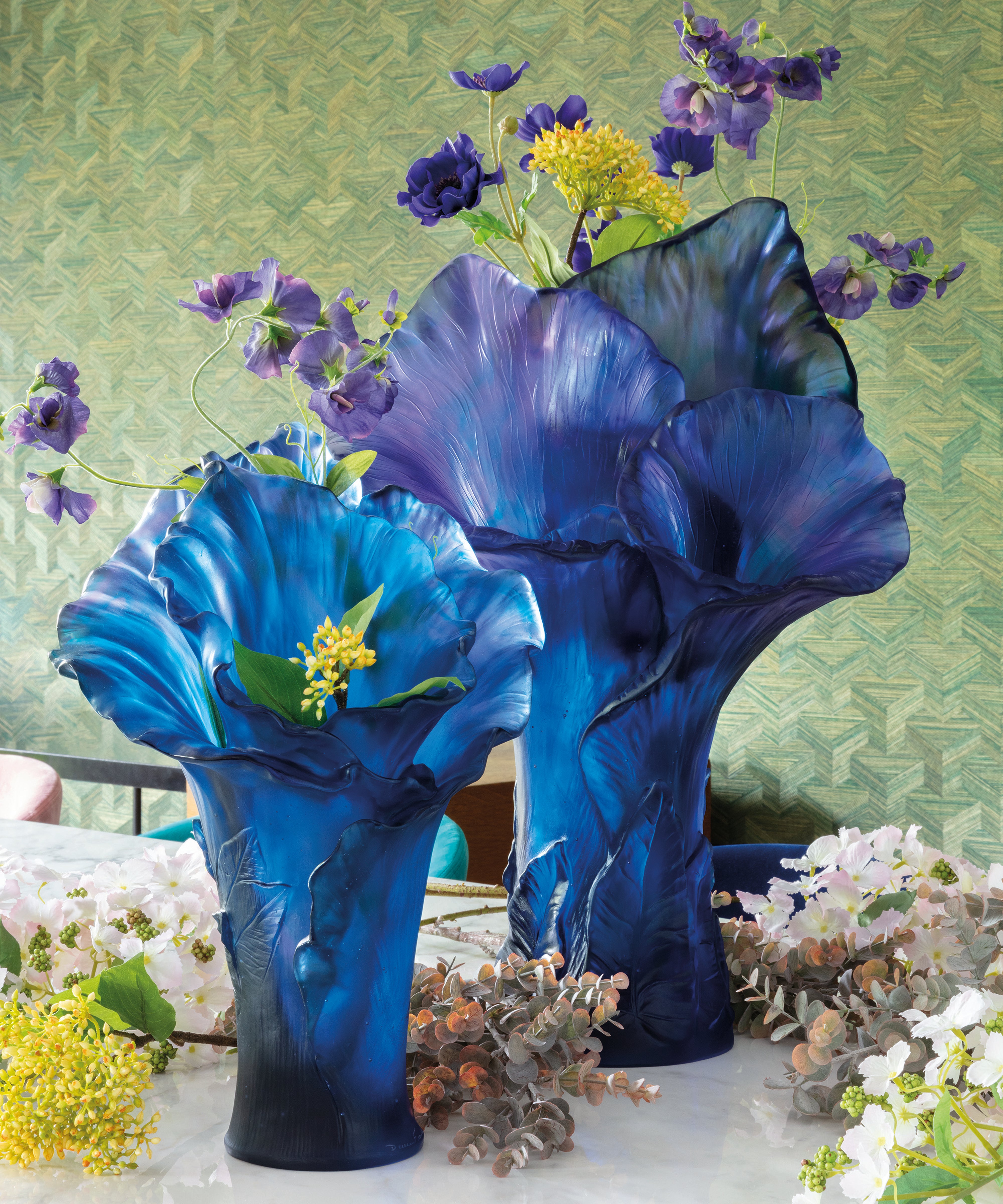 Arum Vase grand modèle Bleu nuit - Daum