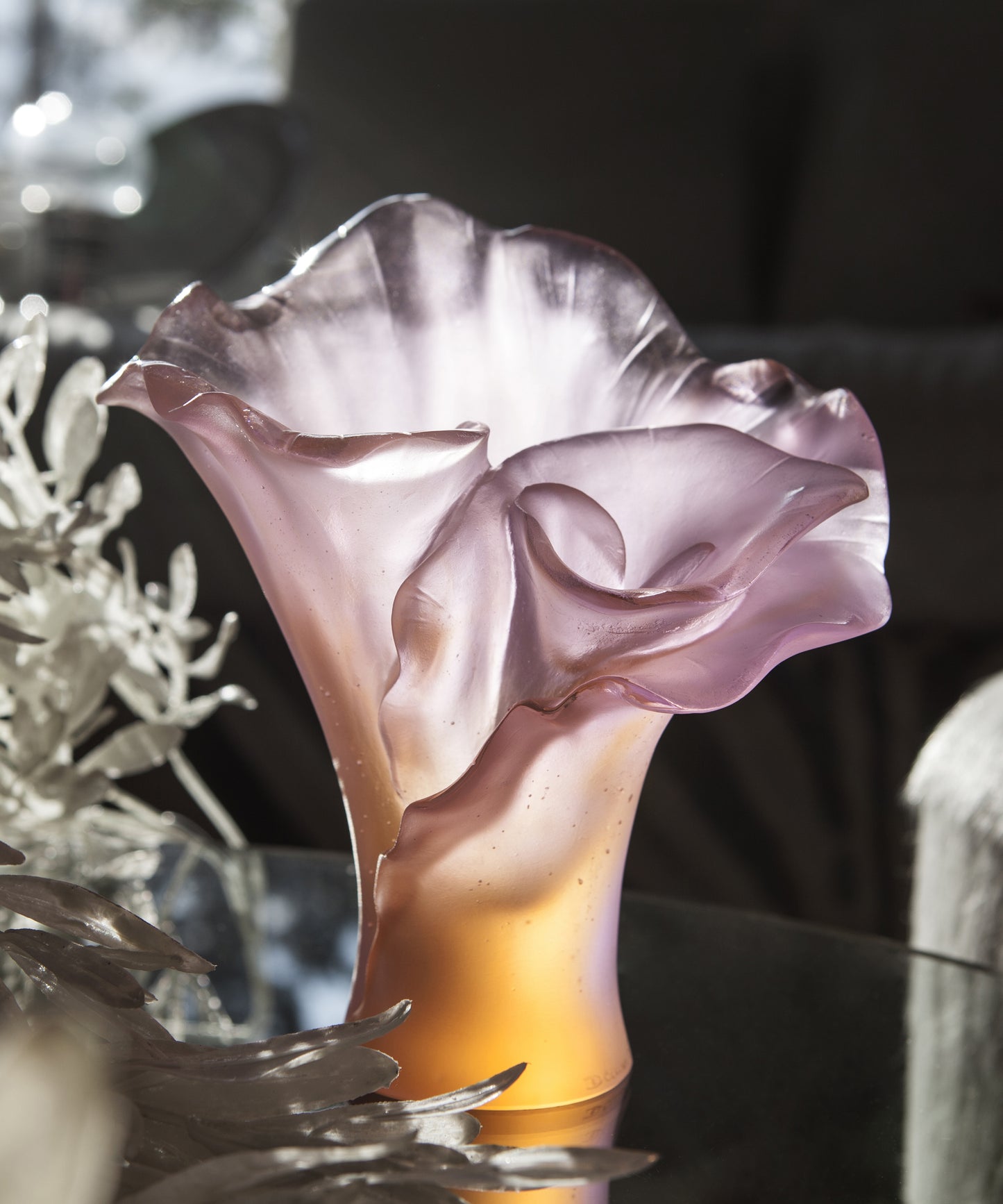 Arum Vase petit modèle Ambre-rose - Daum