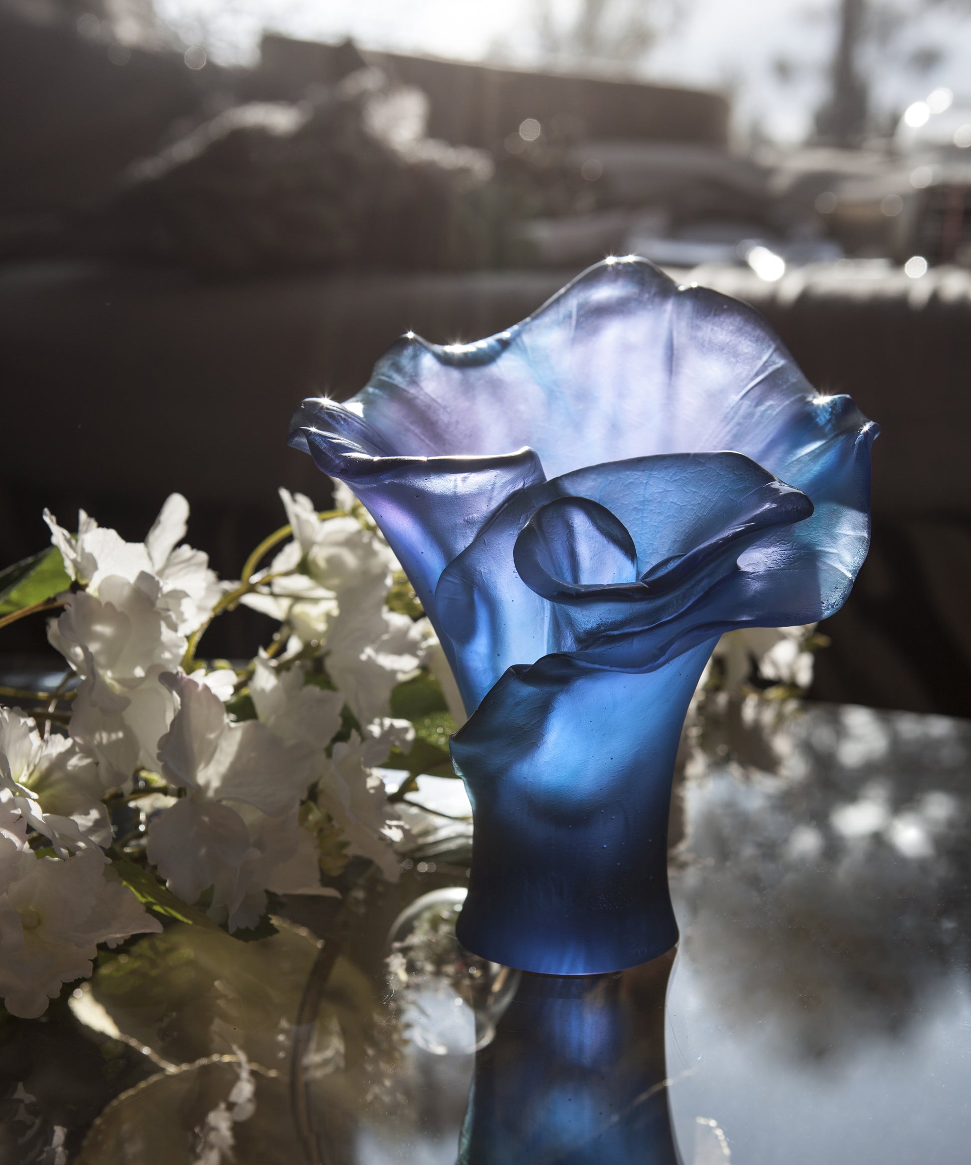 Arum Vase petit modèle Bleu nuit - Daum