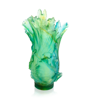 Vase Bornéo Tropical Magnum de Daum, verre coloré en design artistique signé Emilio Robba.