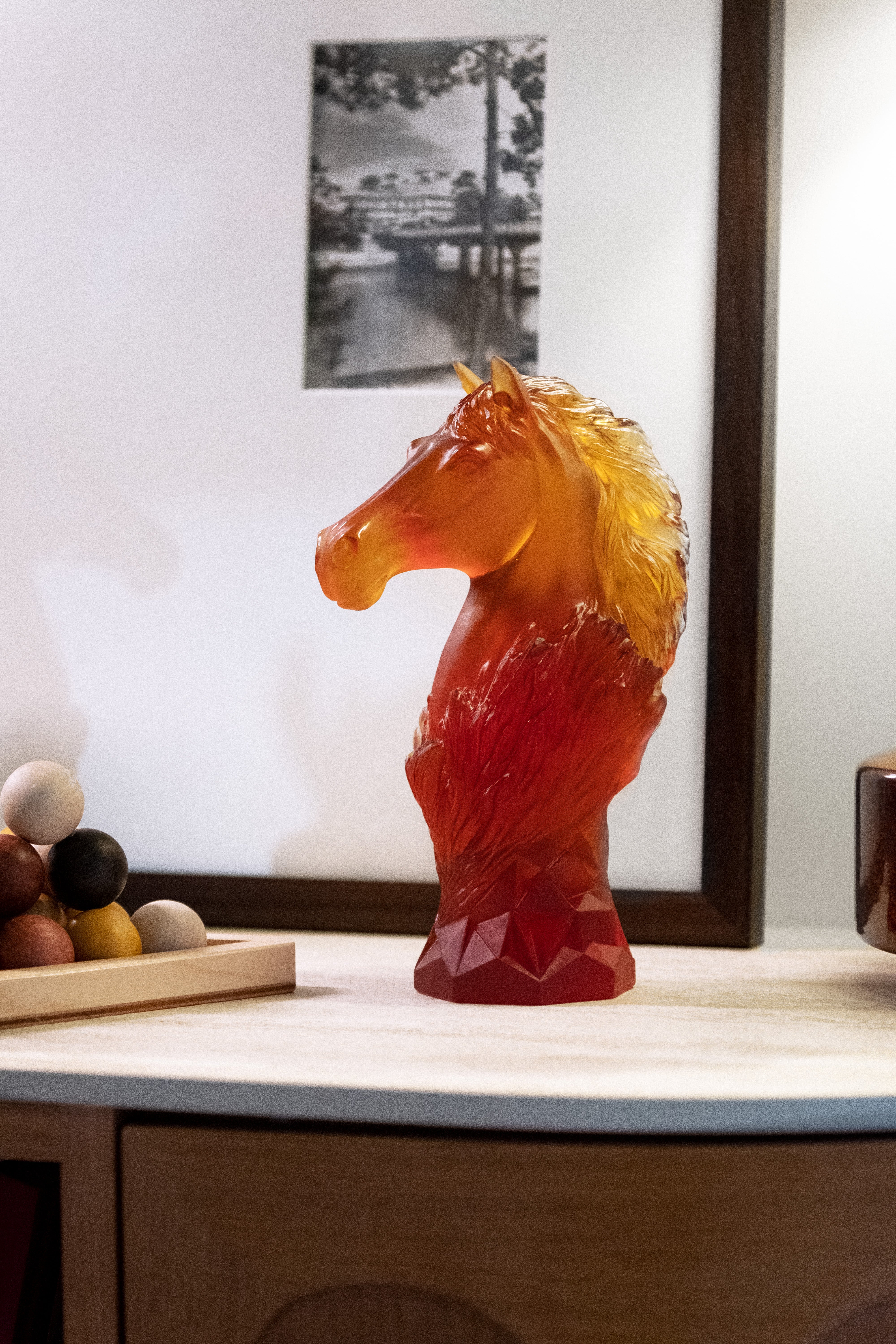 Sculpture tête de cheval 500ex en cristal élégante | Daum