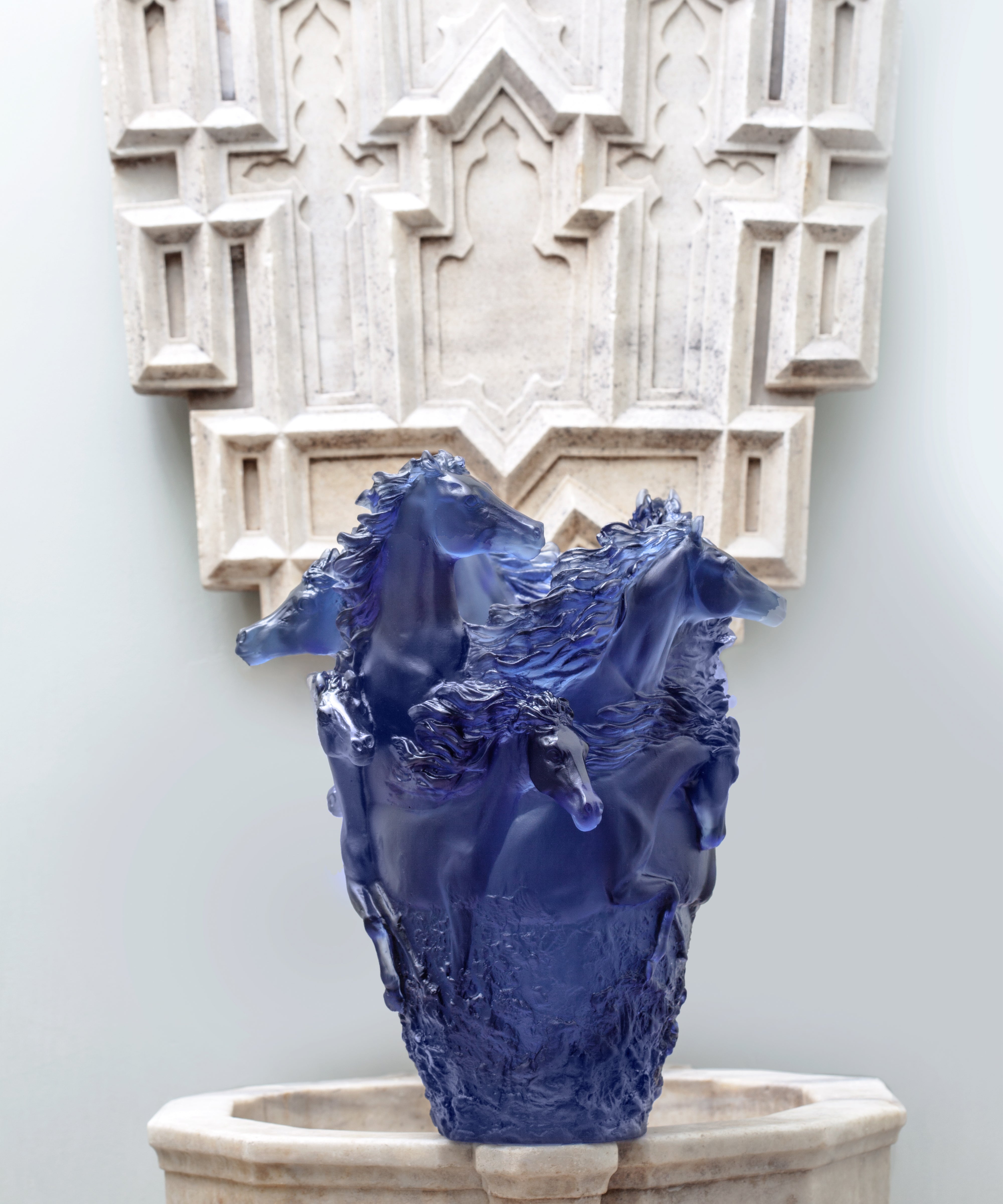 Cavalcade Vase grand modèle Bleu 175ex - Daum