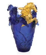 Cavalcade Vase magnum Bleu, finition or 25ex - Daum