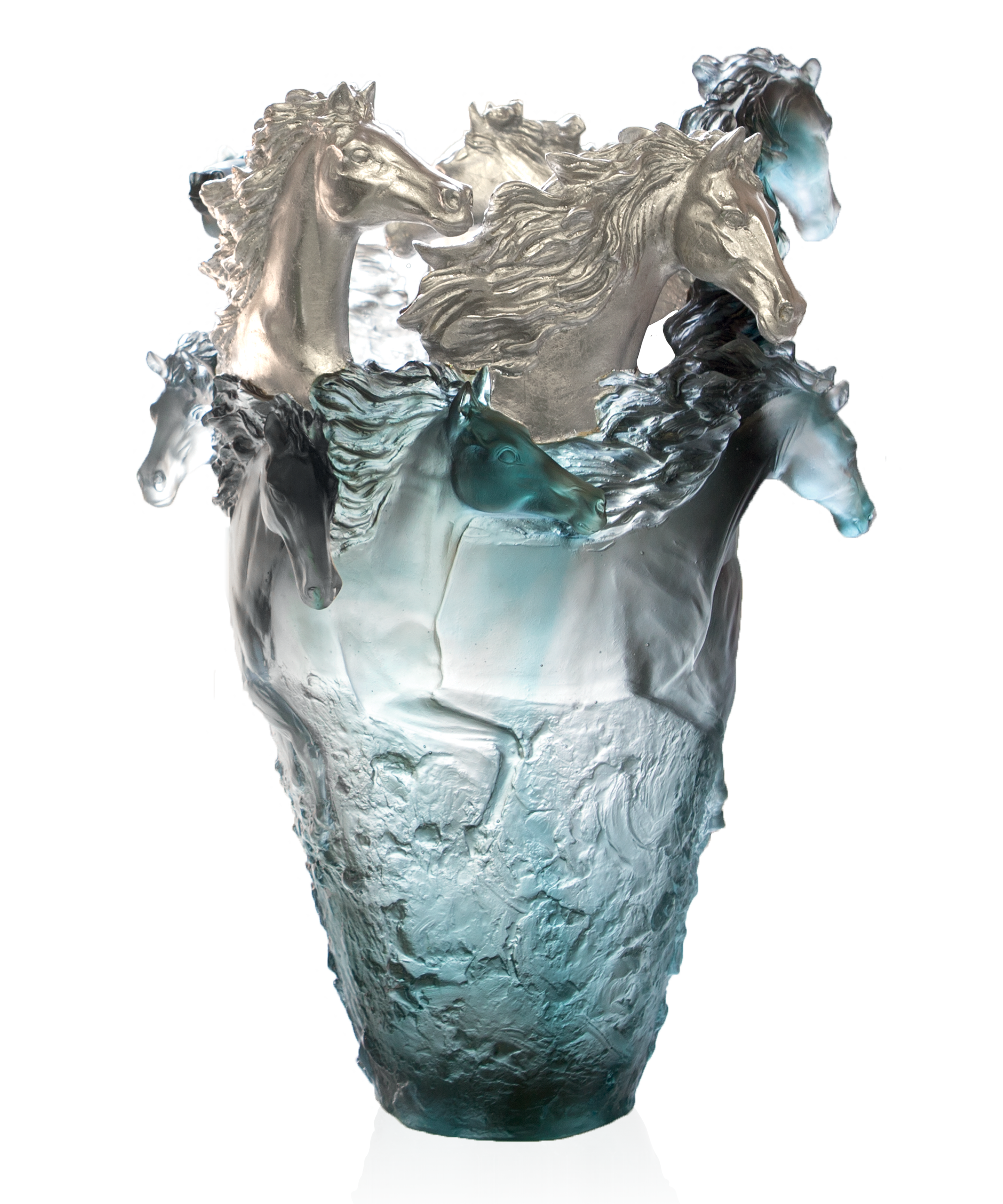 Cavalcade Vase magnum Bleu-gris, finition palladium 25ex - Daum
