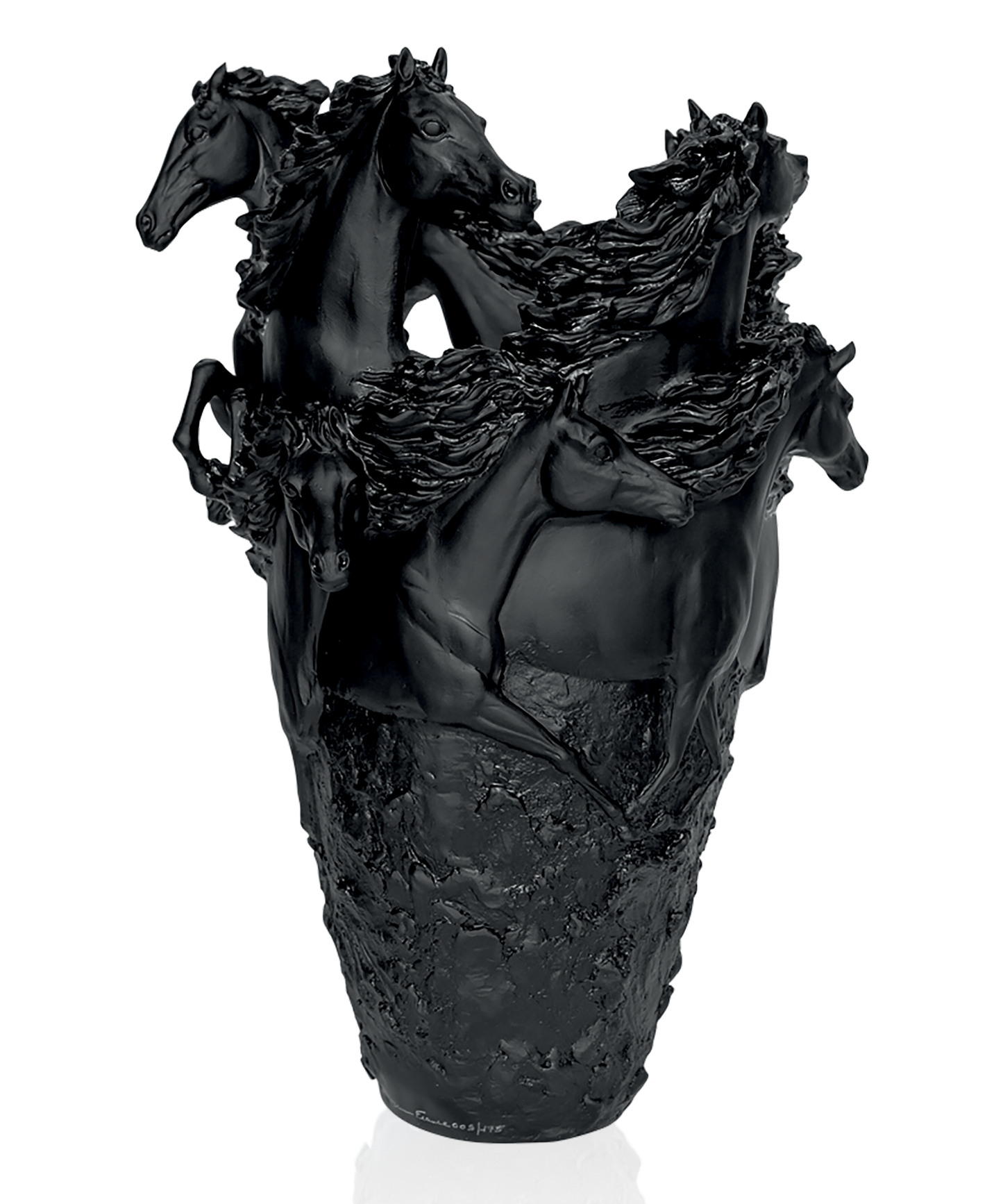Vase Cavalcade Magnum Noir Daum en verre noir, design élégant et moderne, taille grande 175ex, illustration artistique et raffinée.