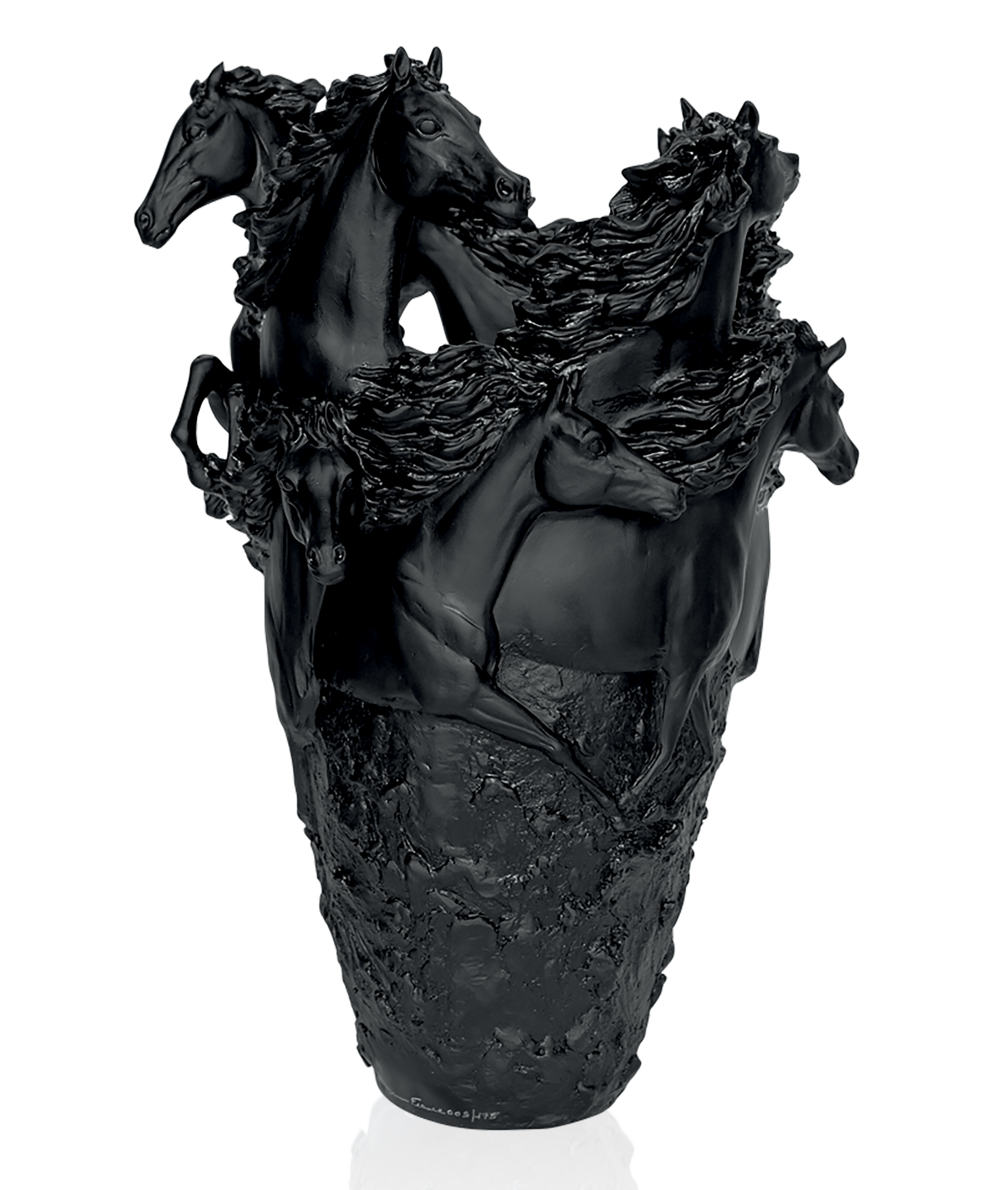 Vase Cavalcade Magnum Noir Daum en verre noir, design élégant et moderne, taille grande 175ex, illustration artistique et raffinée.