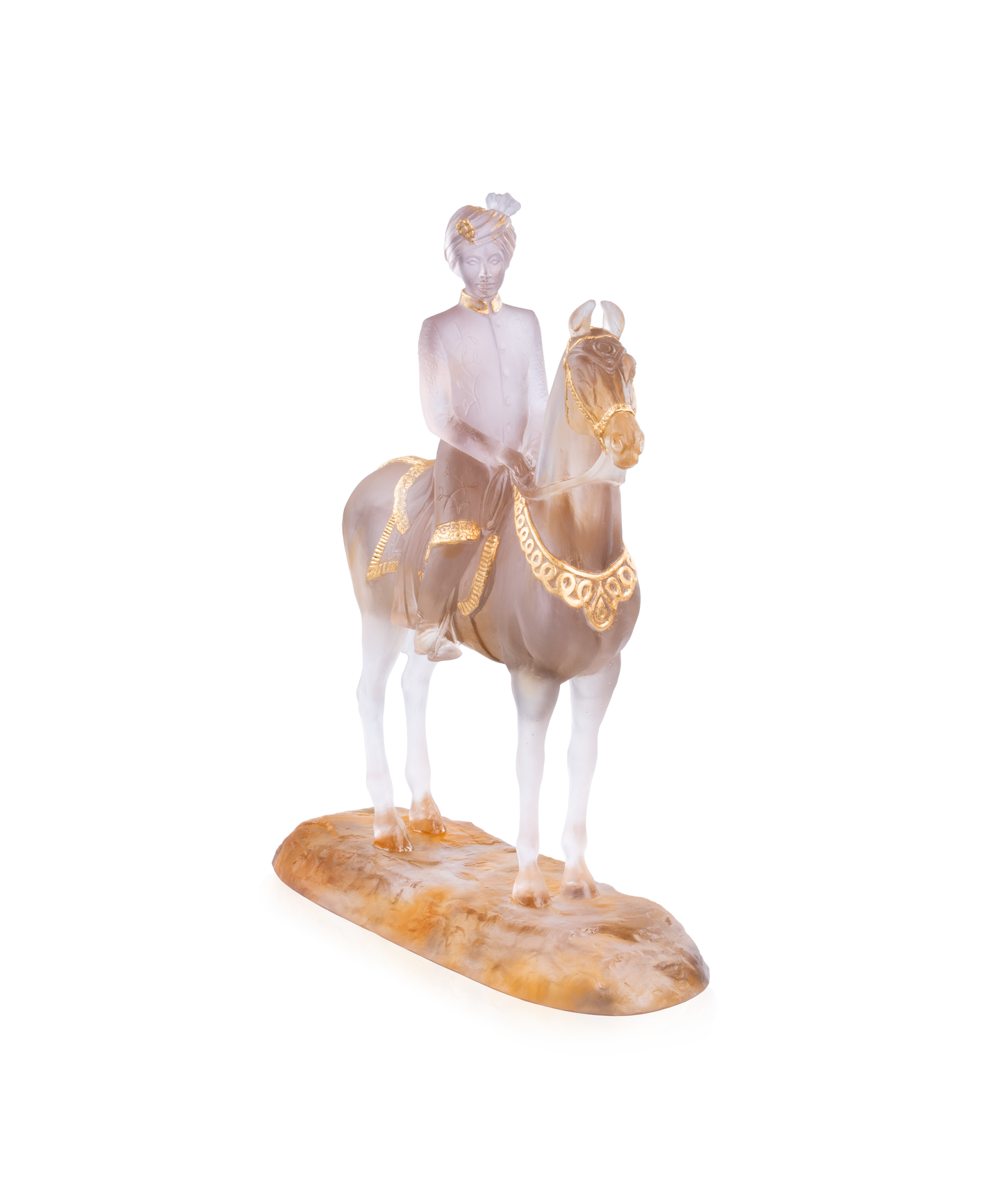 Cavalier Marwari Daum 75ex, figurine en céramique avec détails peints, représentant un cheval Marwari élégant.