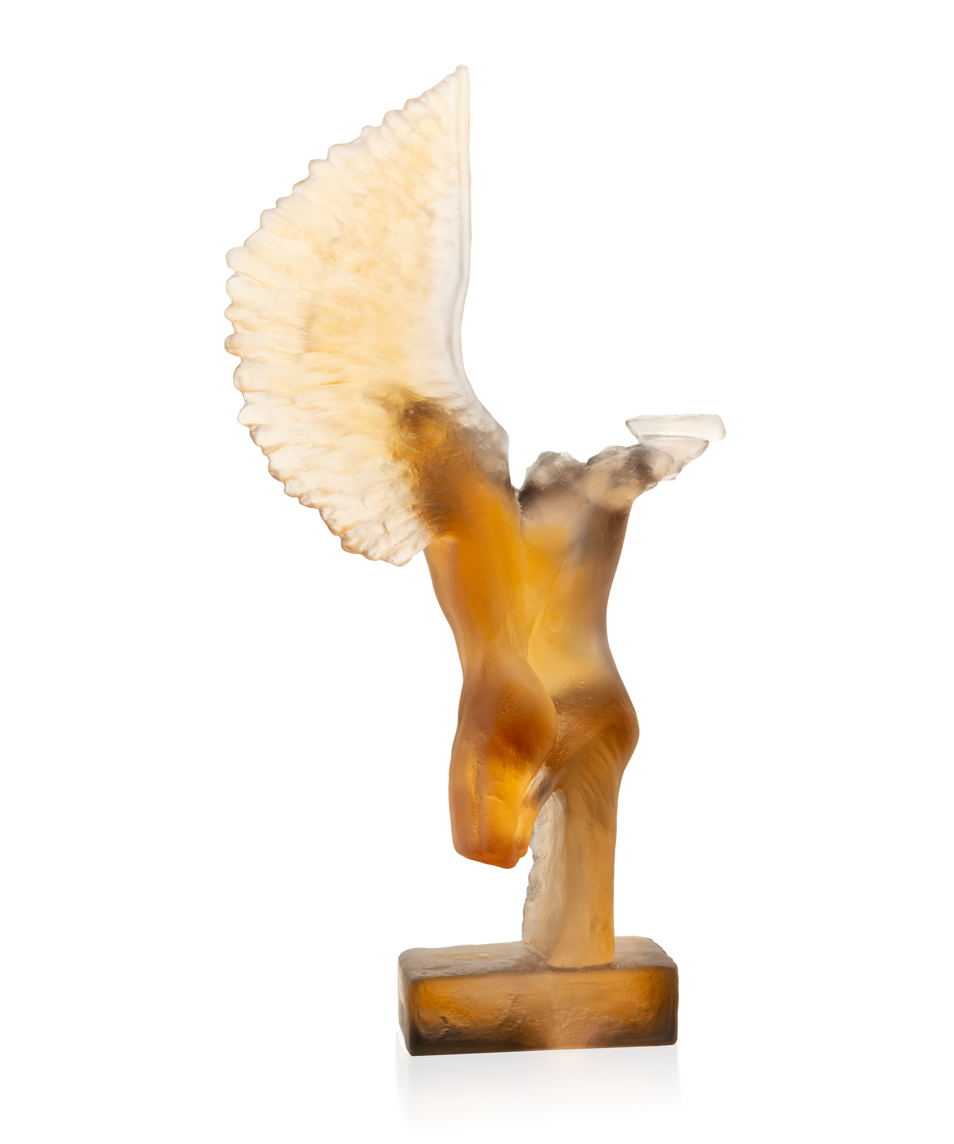 Vase Céyx de Dominique Vial 99ex en verre transparent signé Daum, avec forme élégante et design artistique.