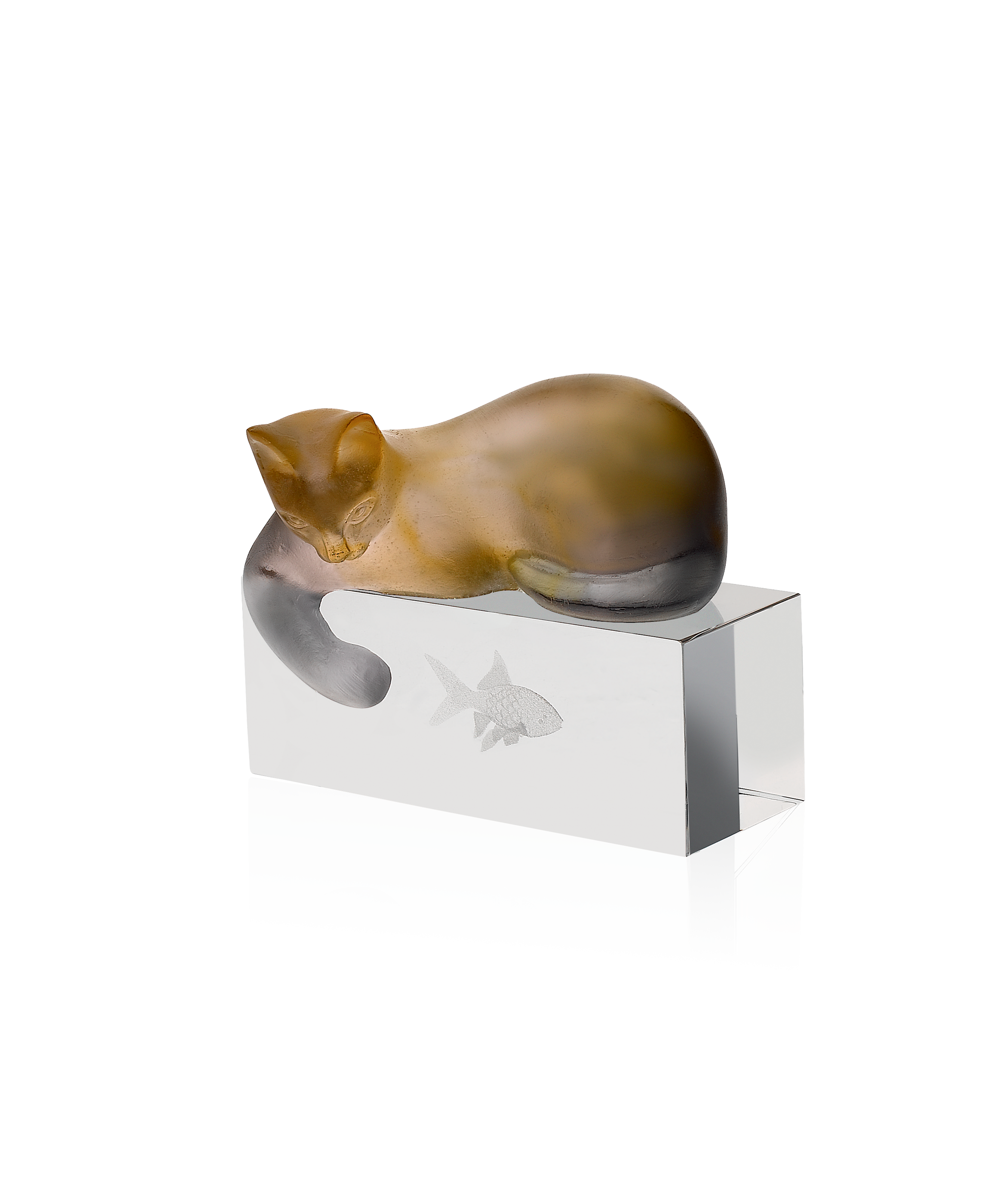 Sculpture Chat en pâte de verre Daum | Élégance féline | Daum
