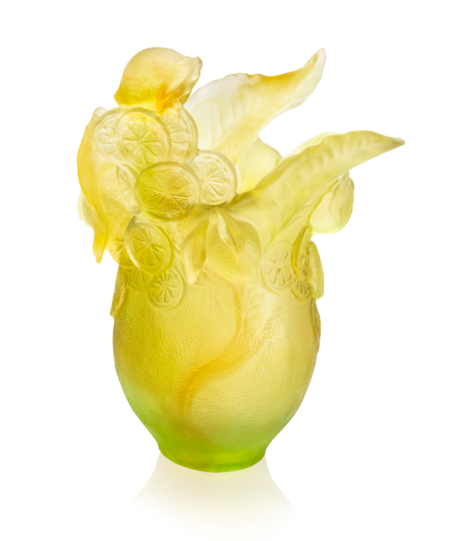 Vase Citrus Magnum 99EX en verre coloré de la marque Daum, avec un design élégant et détaillé.
