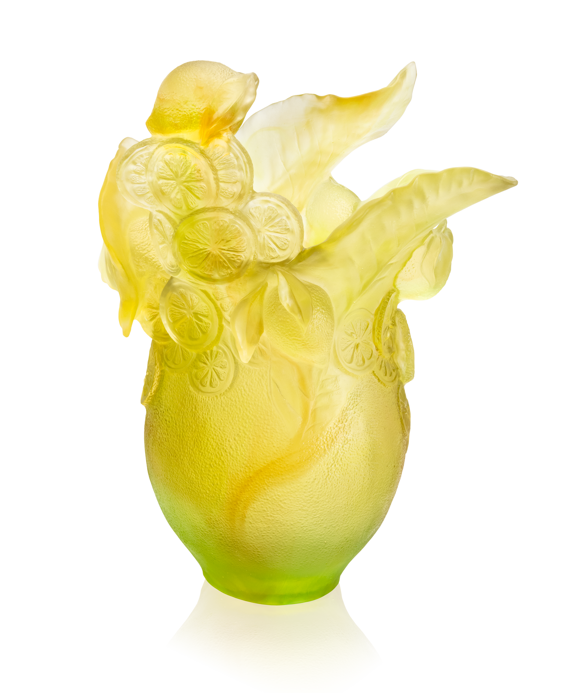 Vase Citrus Magnum 99EX en verre coloré de la marque Daum, avec un design élégant et détaillé.