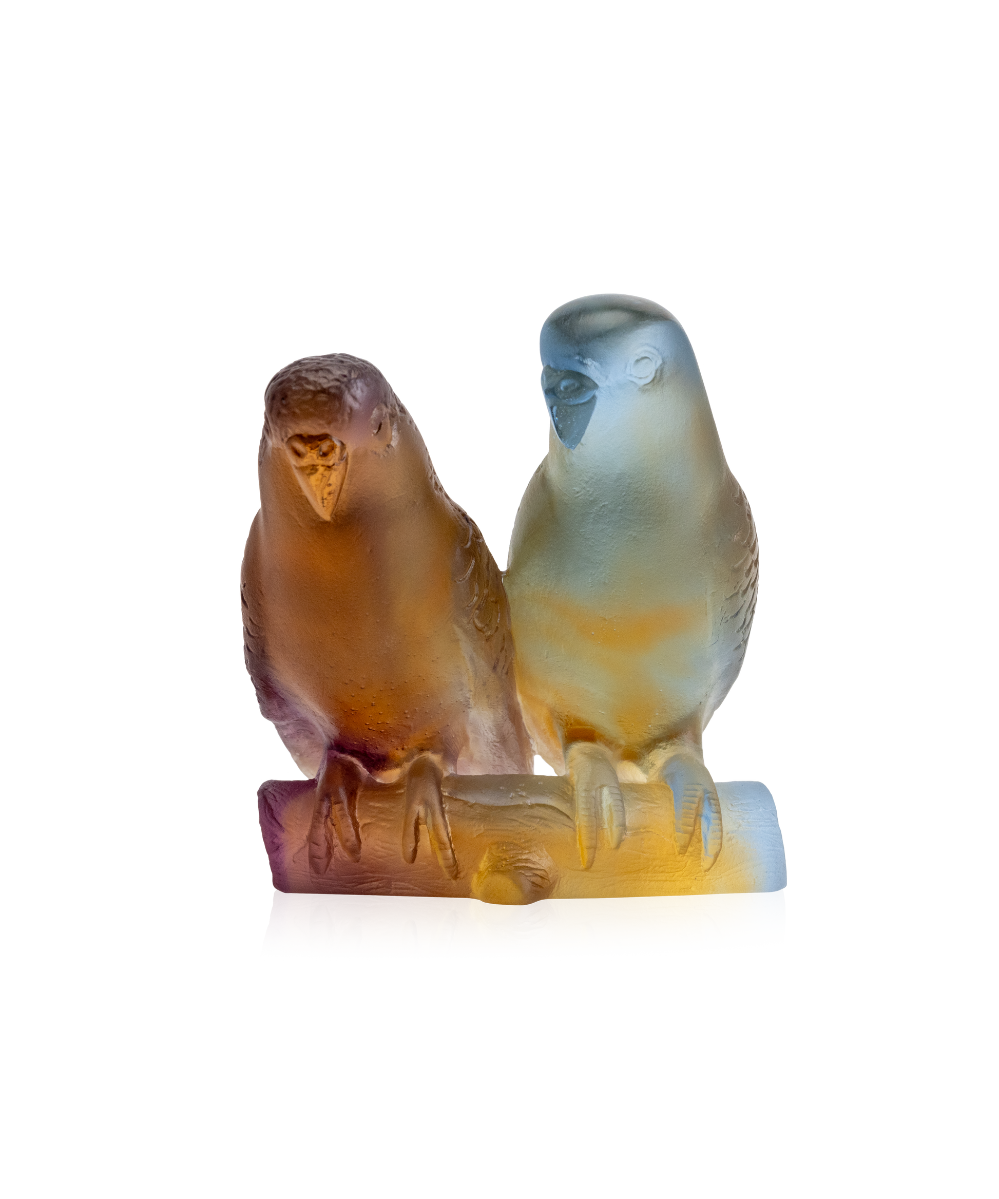 Couple de perruches Ambre - Daum