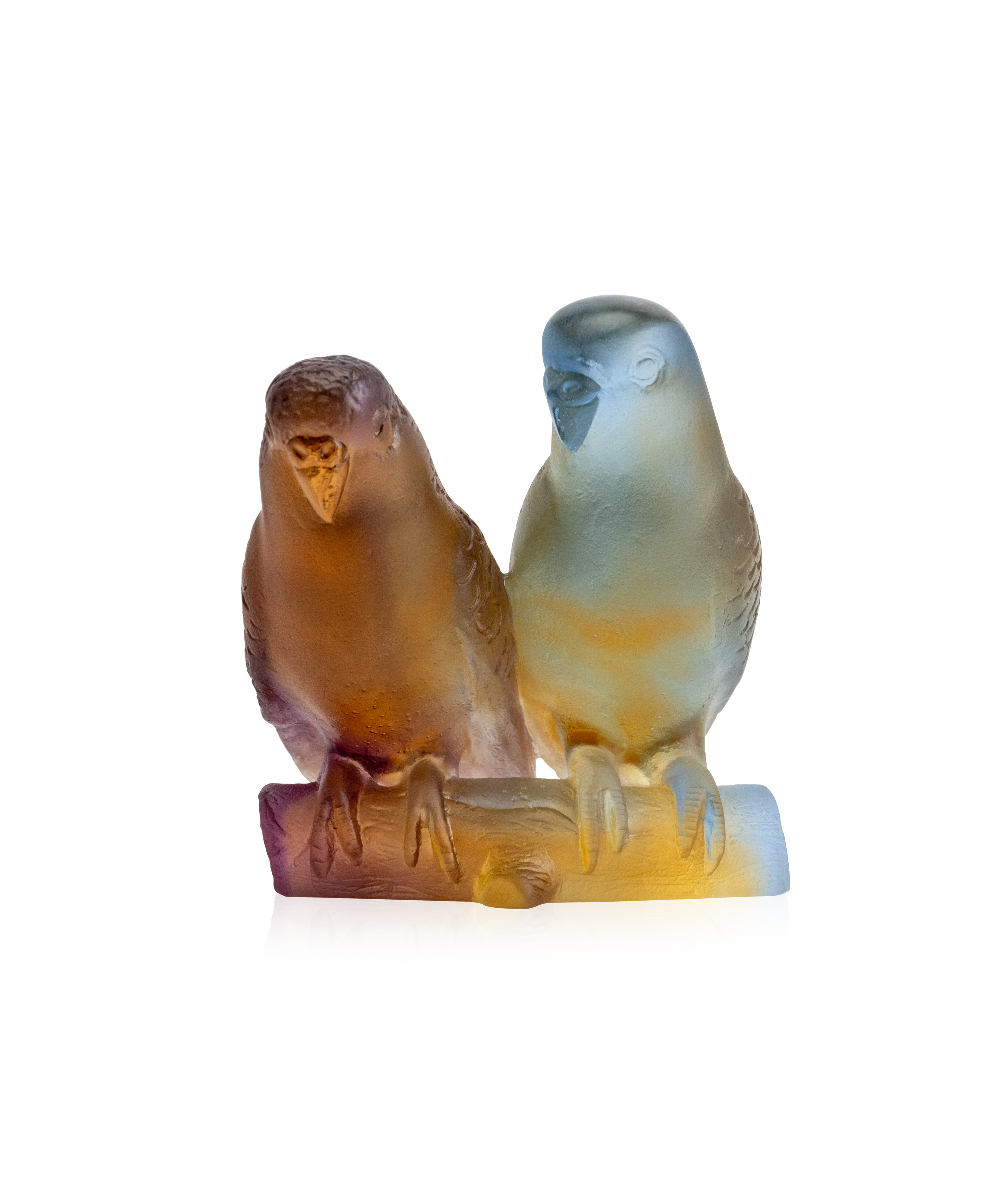 Couple de perruches Ambre - Daum