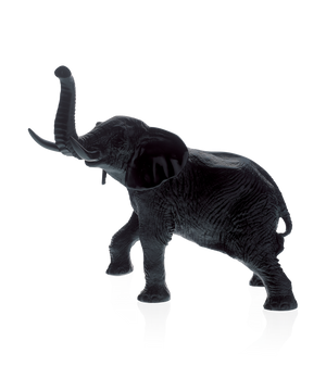 Éléphant grand modèle noir de Jean-François Leroy en cristal Daum, sculpture artistique avec détails élégants.