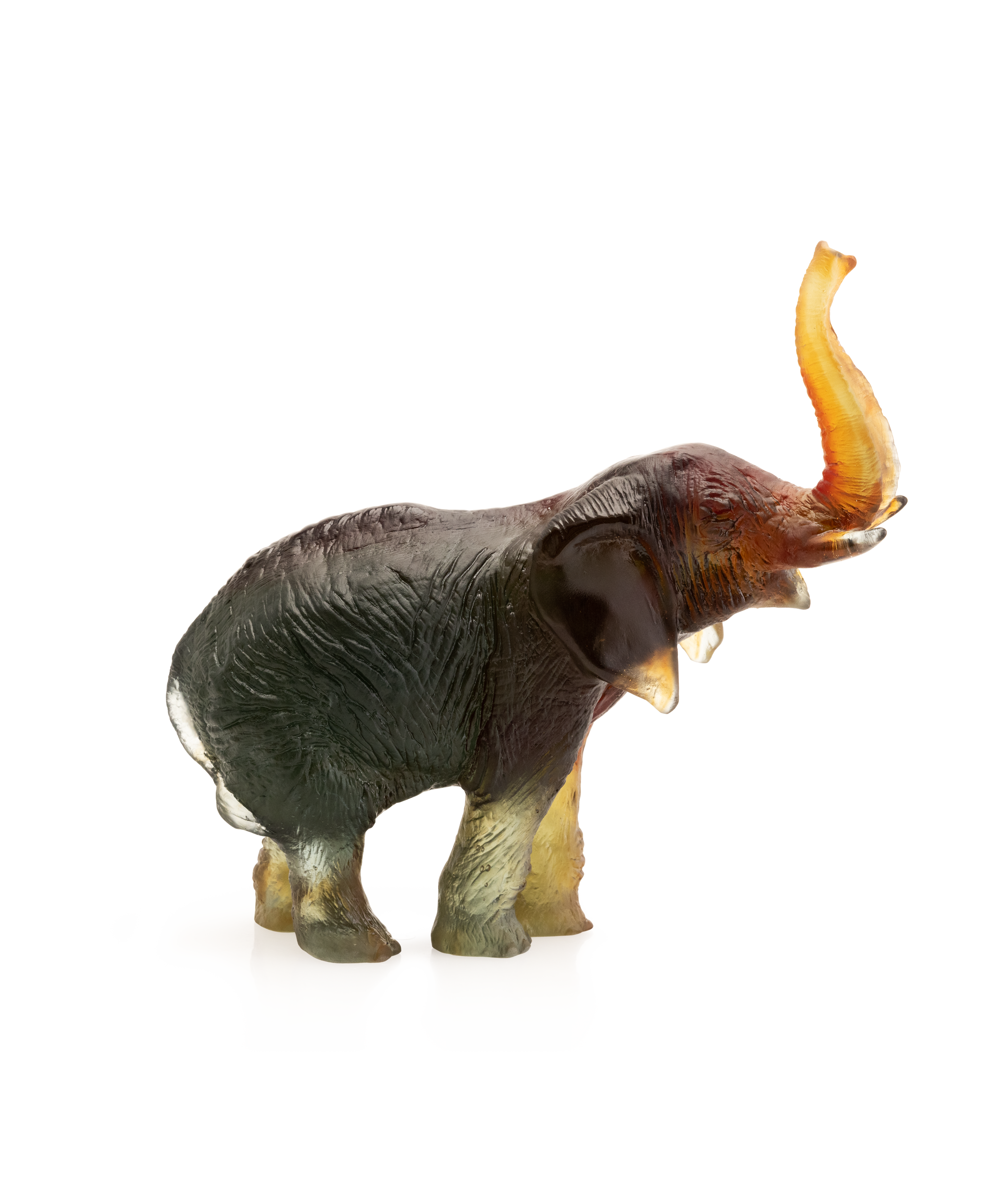 Eléphant moyen modèle Vert et ambre de Jean-François Leroy - Daum