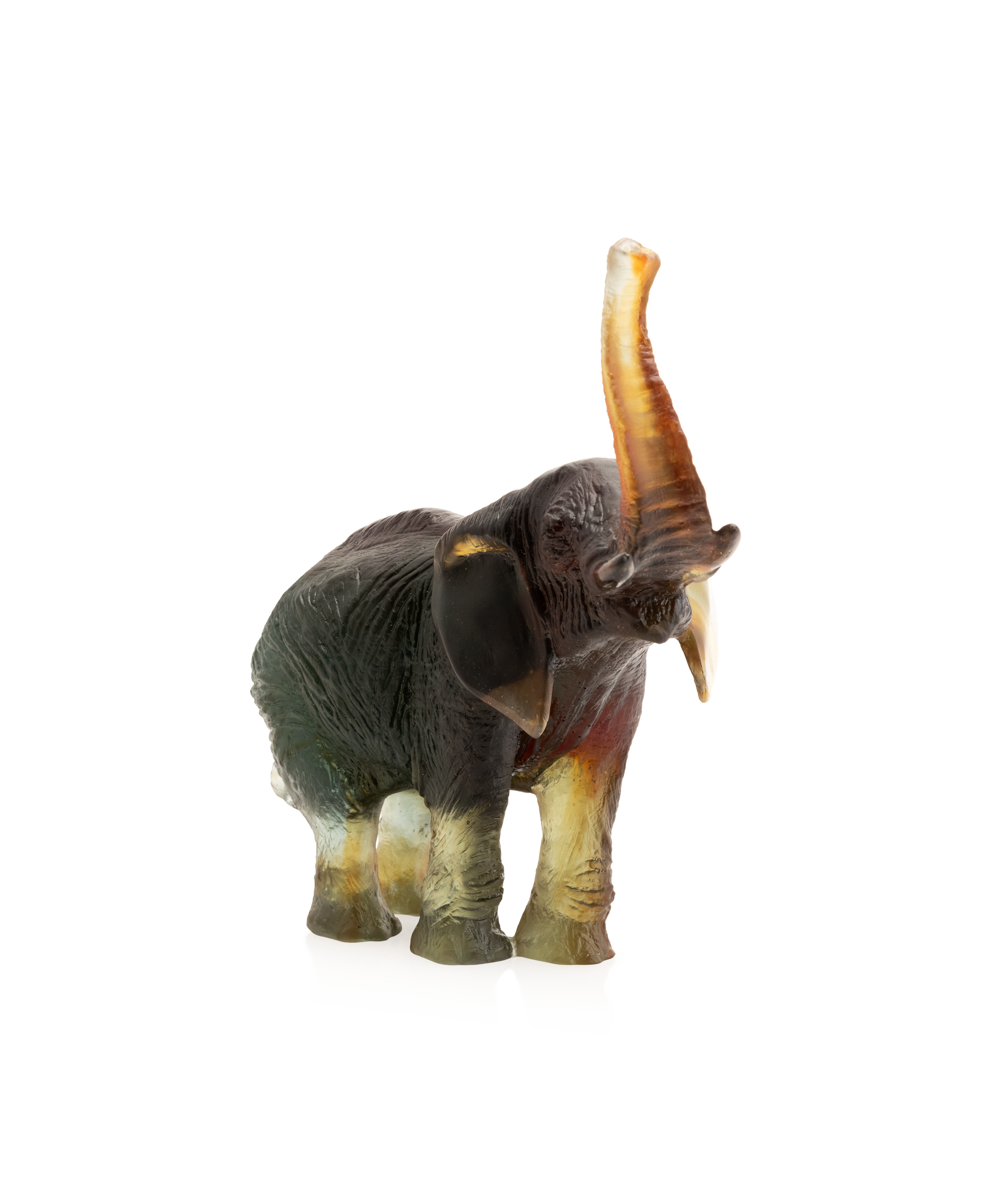 Eléphant moyen modèle Vert et ambre de Jean-François Leroy - Daum