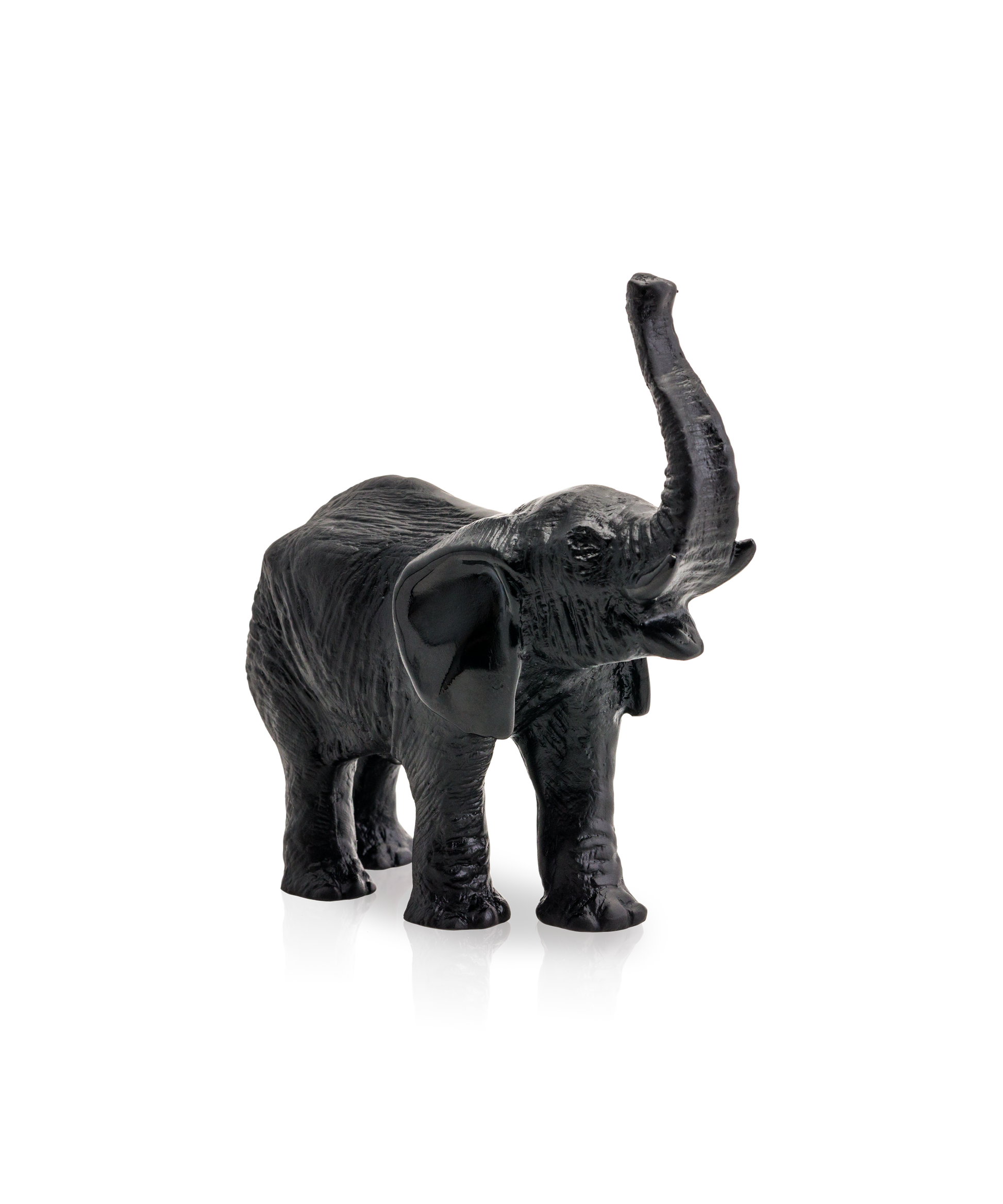 Petit éléphant en verre noir de Jean-François Leroy, sculpture artisanale de la marque Daum, finition élégante et détails raffinés
