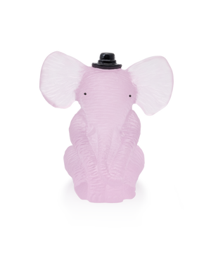 Petit éléphant rose en verre Daum, sculpture décorative avec détails fins et finition élégante.