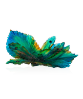Centre de table Fleur de Paon de Daum avec motif floral en verre coloré, pièce décorative élégante.
