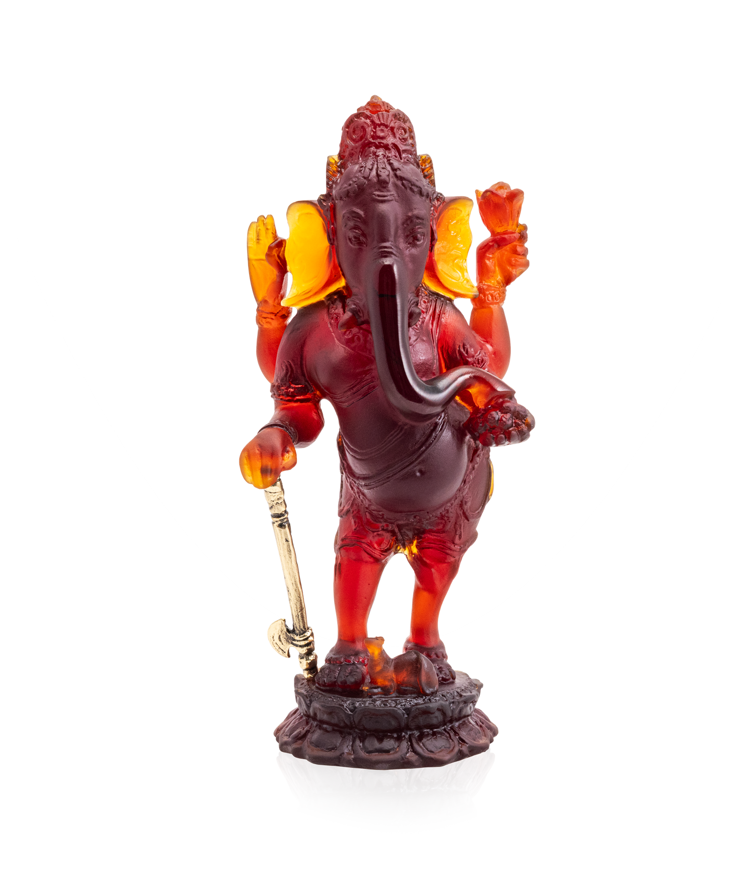 Statue de Ganesha 1000ex en cristal de la marque Daum, élégante sculpture décorative en verre transparent.