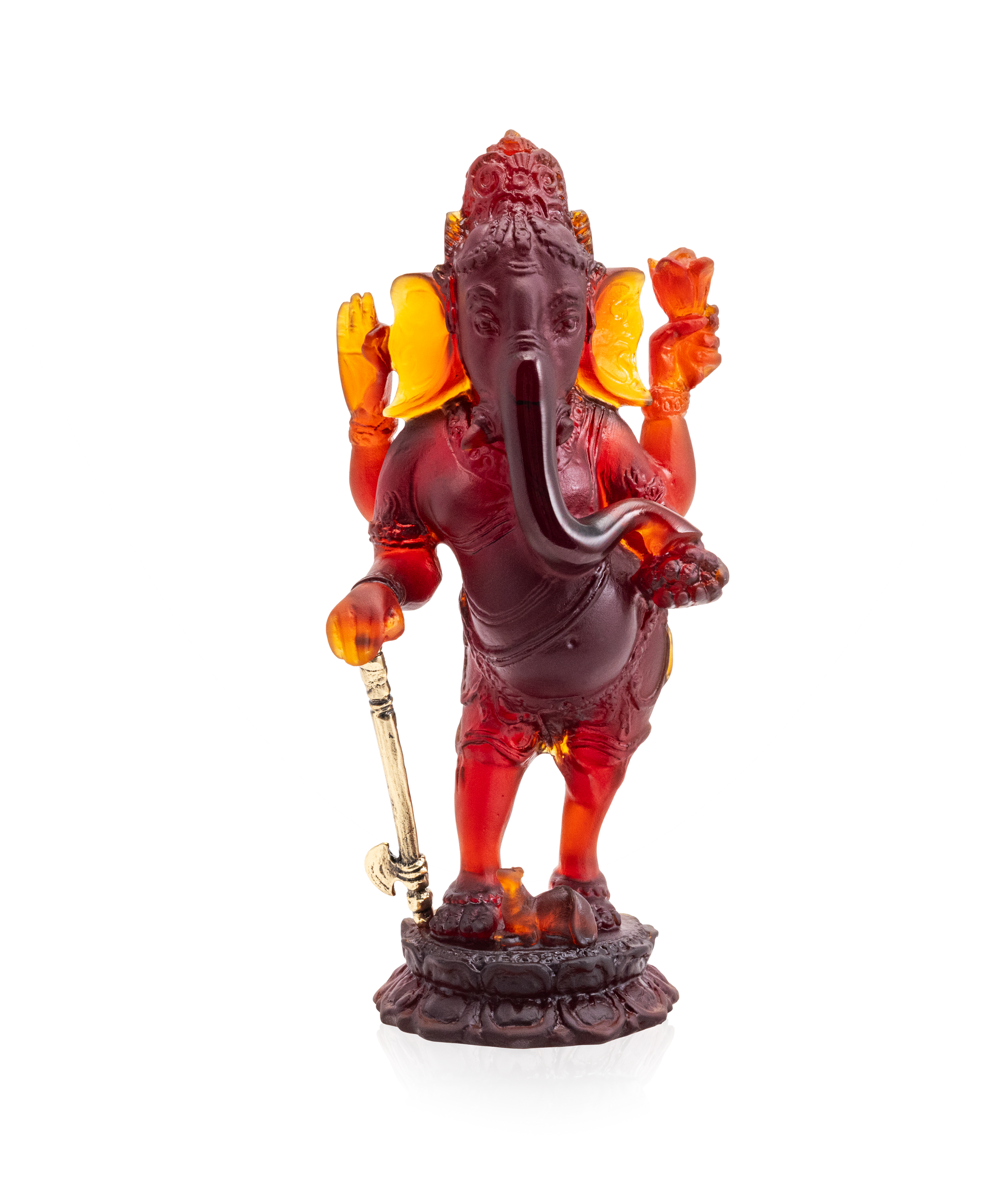Statue de Ganesha 1000ex en cristal de la marque Daum, élégante sculpture décorative en verre transparent.