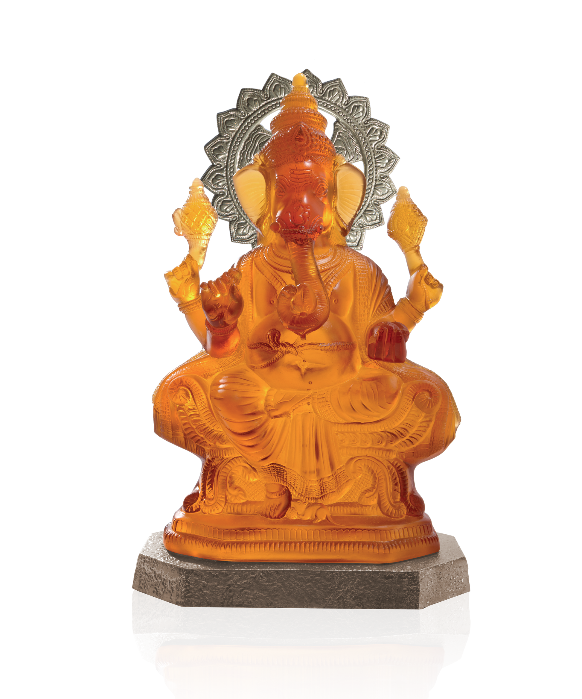 Statue de Ganesha XL 88ex en cristal de marque Daum, représentant le dieu hindou avec détails artistiques.