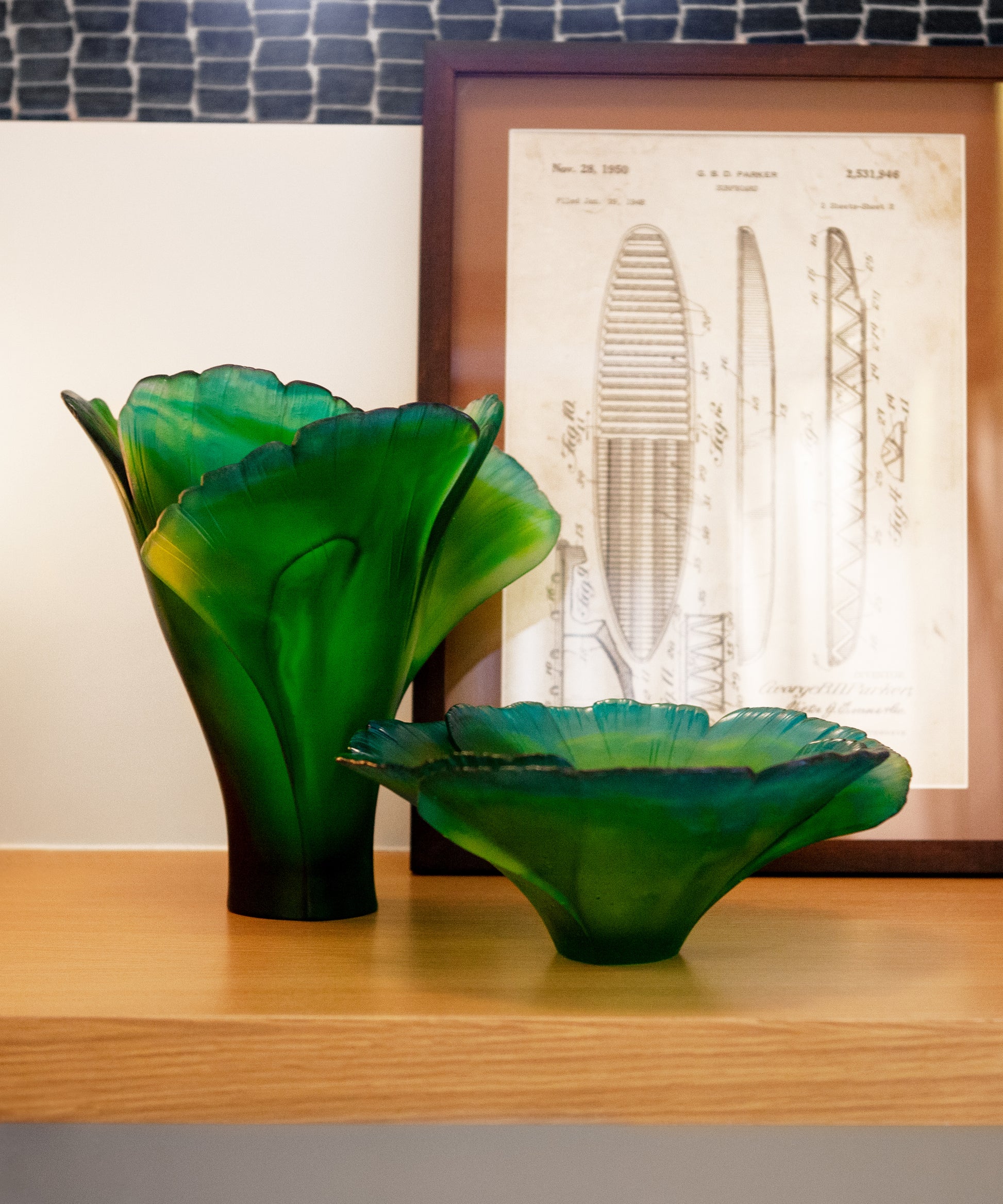Ginkgo Vase grand modèle Vert - Daum