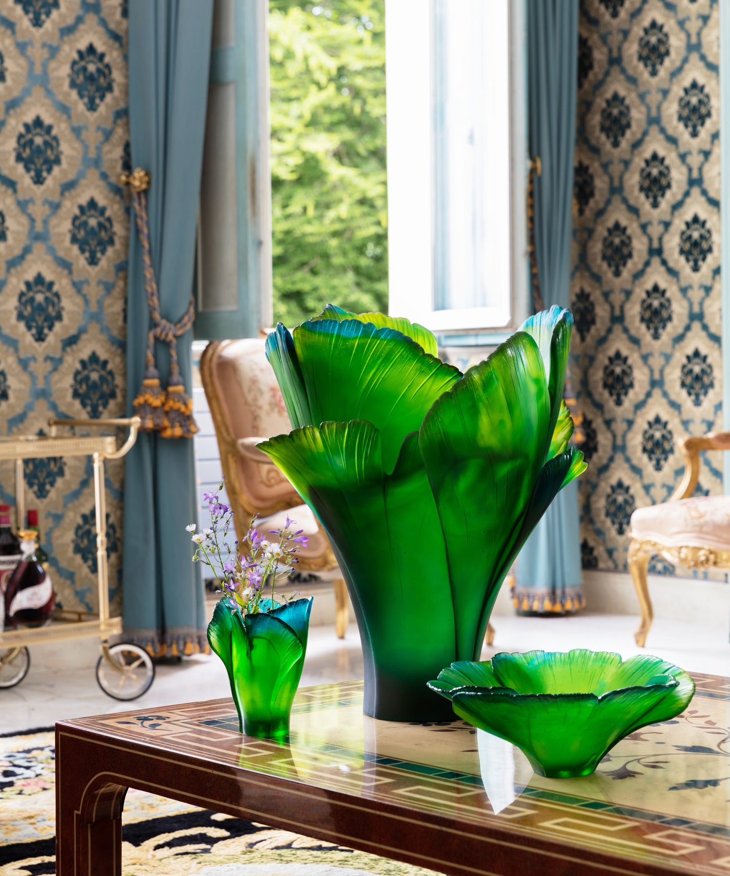 Ginkgo Vase magnum Vert 99ex - Daum