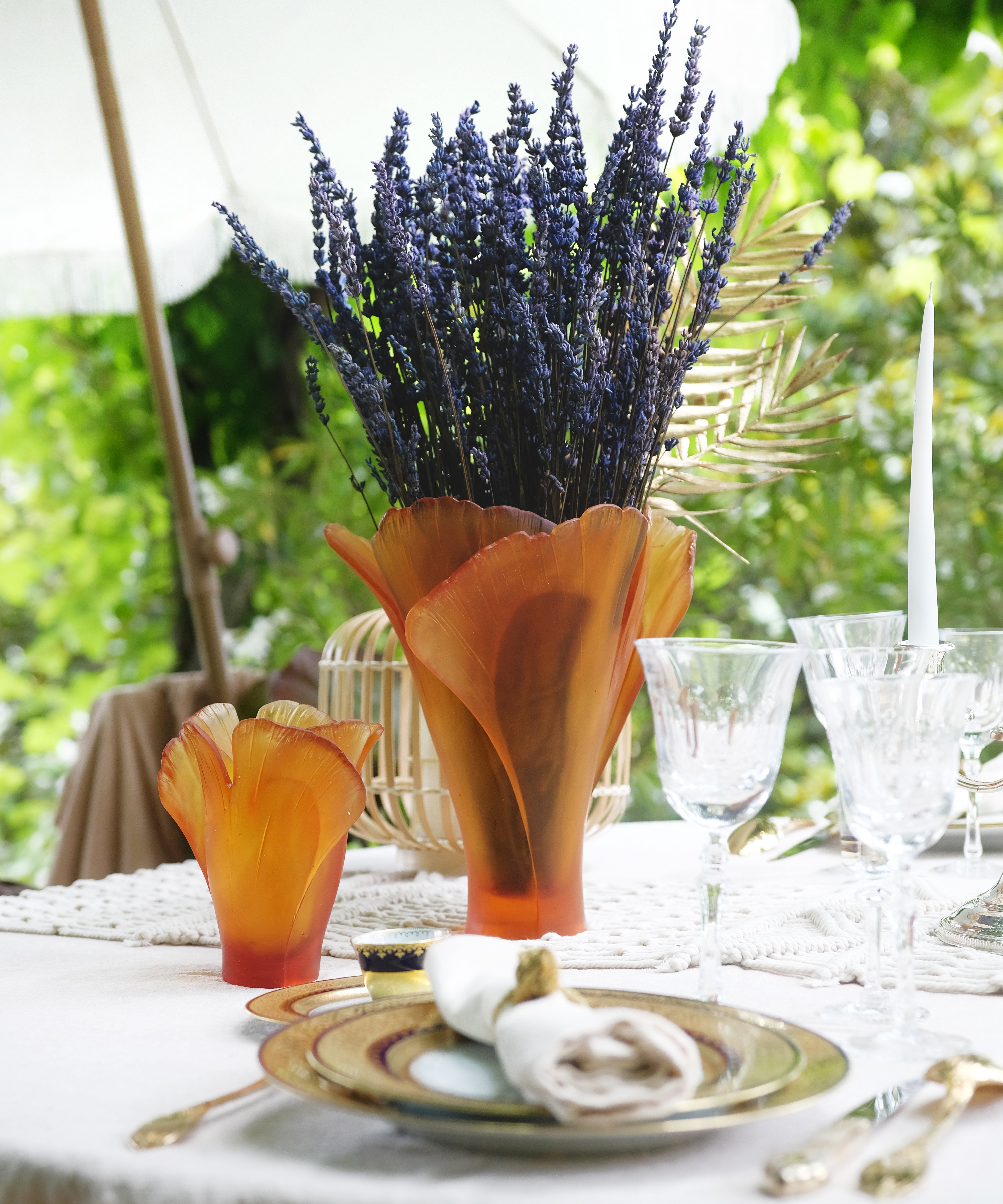 Ginkgo Vase moyen modèle Ambre - Daum