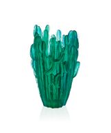 Vase grand modèle Jardin de Cactus vert de Emilio Robba en verre Daum, avec détails artistiques et finition élégante.