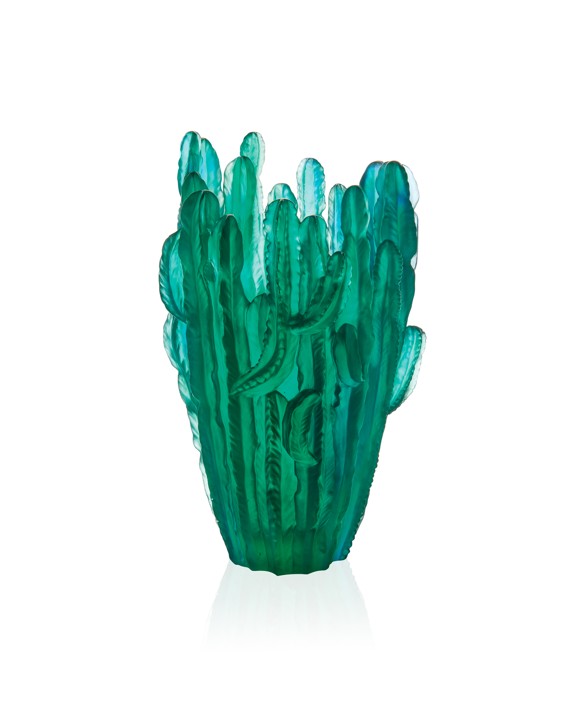 Vase grand modèle Jardin de Cactus vert de Emilio Robba en verre Daum, avec détails artistiques et finition élégante.