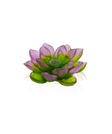 Jardin de Lotus Fleur décorative violet-vert de la marque Daum, composition florale en verre coloré, design élégant et artistique